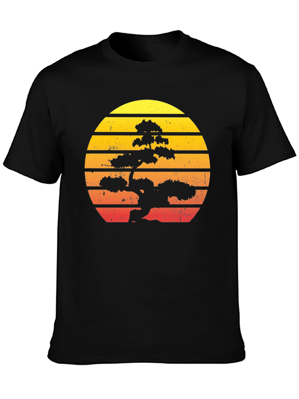 Bonsai Sunset Graphic Tee - Retro Style