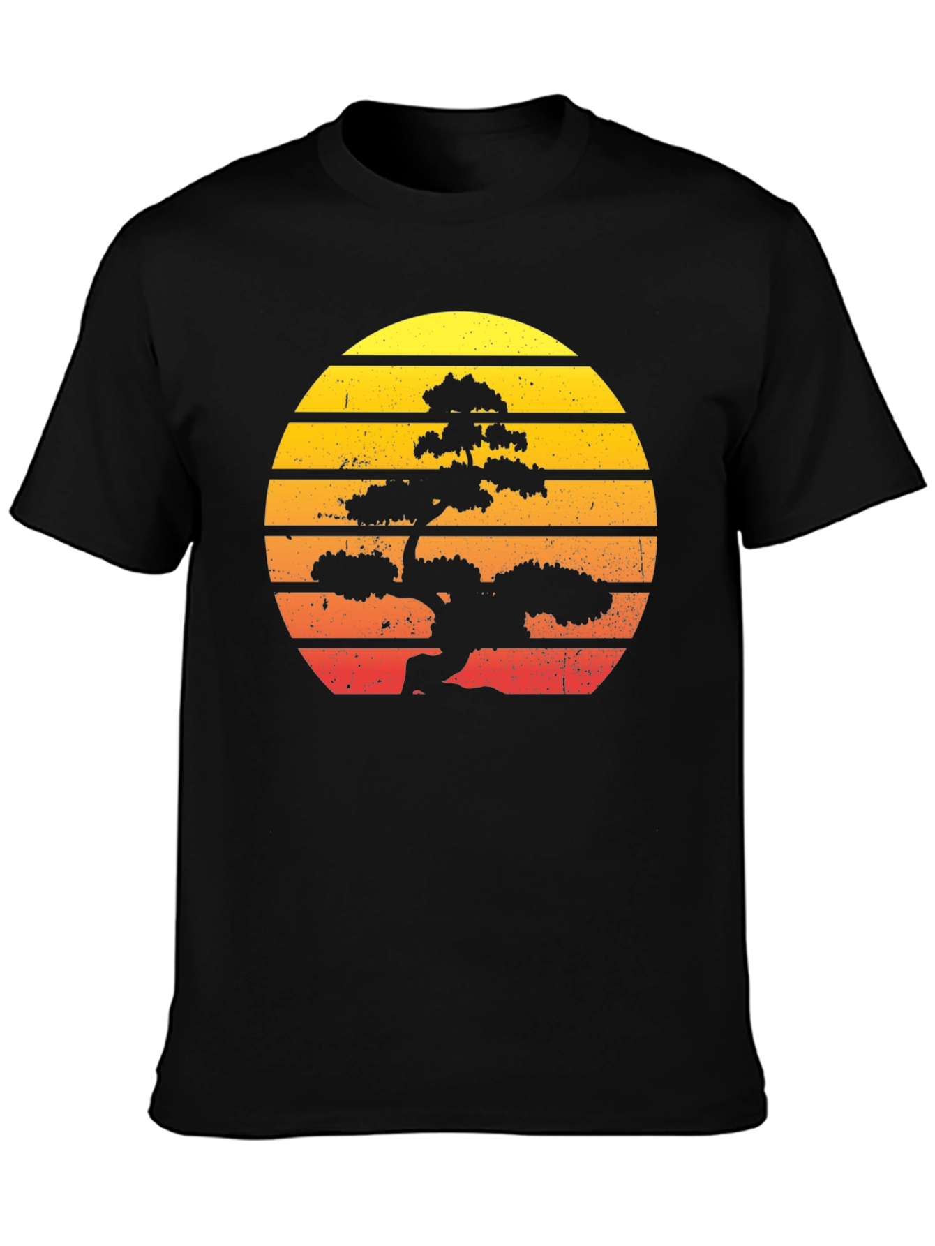 Bonsai Sunset Graphic Tee - Retro Style