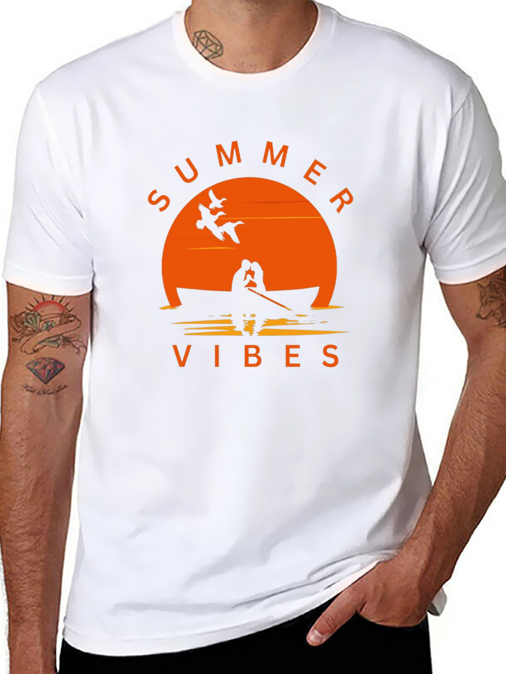 Summer Vibes Graphic Tee - Black Cotton T-Shirt