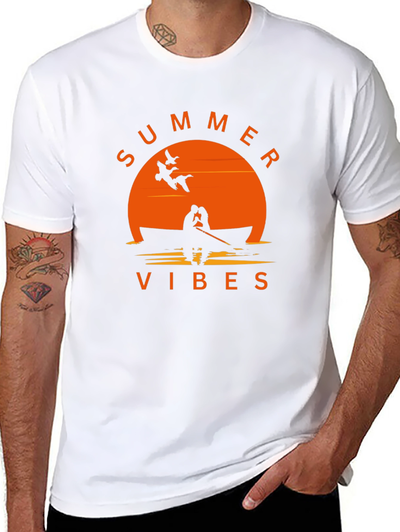 Summer Vibes Graphic Tee - Black Cotton T-Shirt