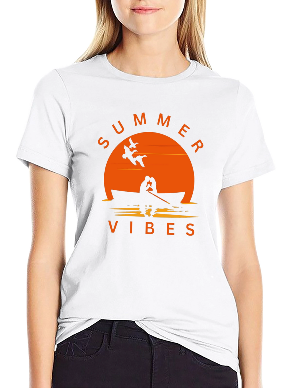 Summer Vibes Graphic Tee - Black Cotton T-Shirt