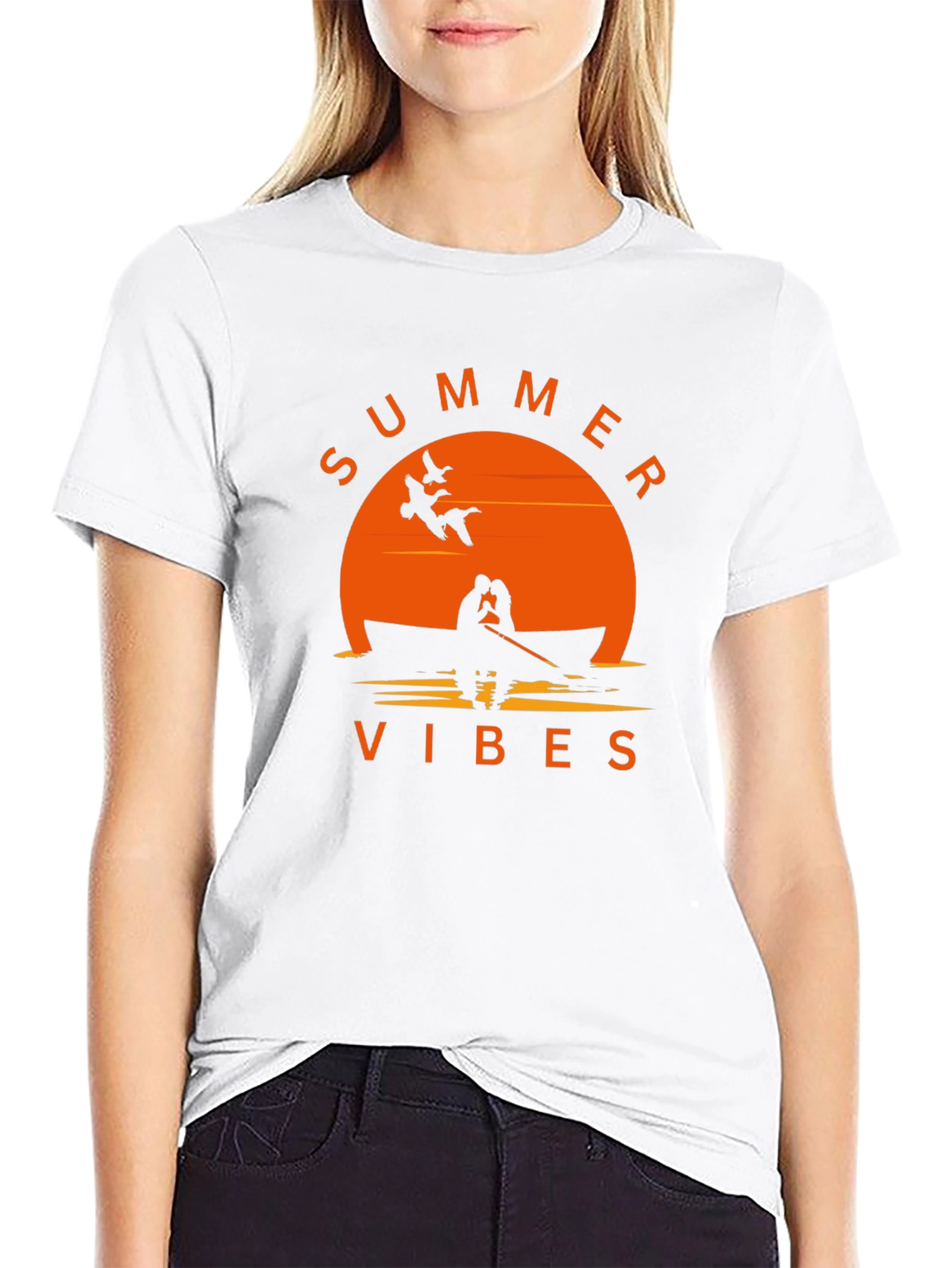 Summer Vibes Graphic Tee - Black Cotton T-Shirt