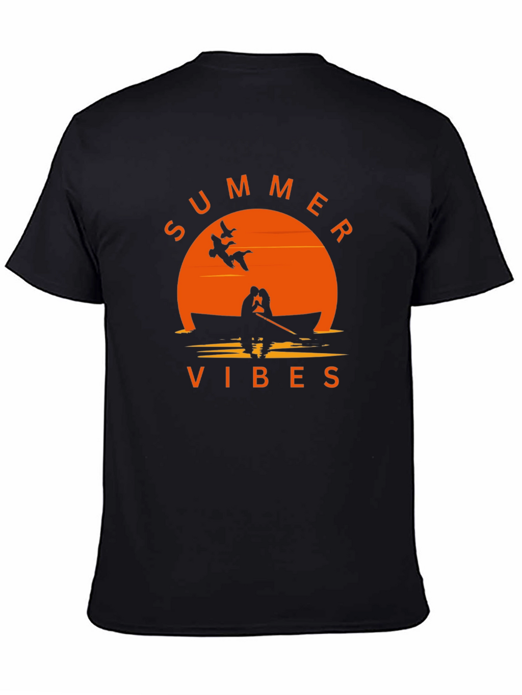 Summer Vibes Graphic Tee - Black Cotton T-Shirt