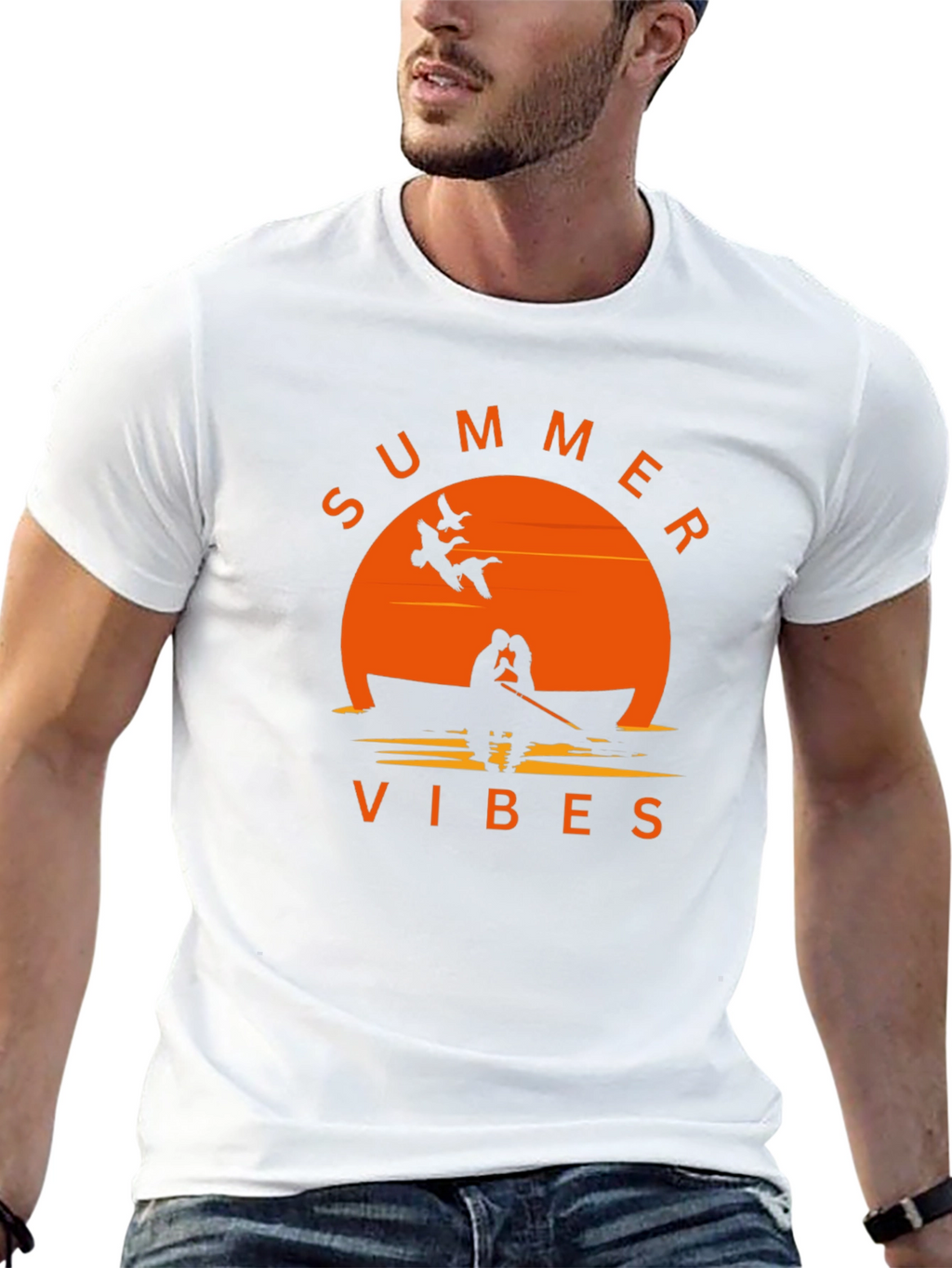 Summer Vibes Graphic Tee - Black Cotton T-Shirt