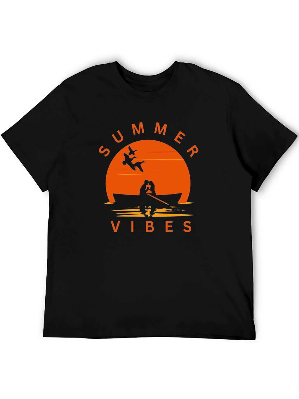 Summer Vibes Graphic Tee - Black Cotton T-Shirt