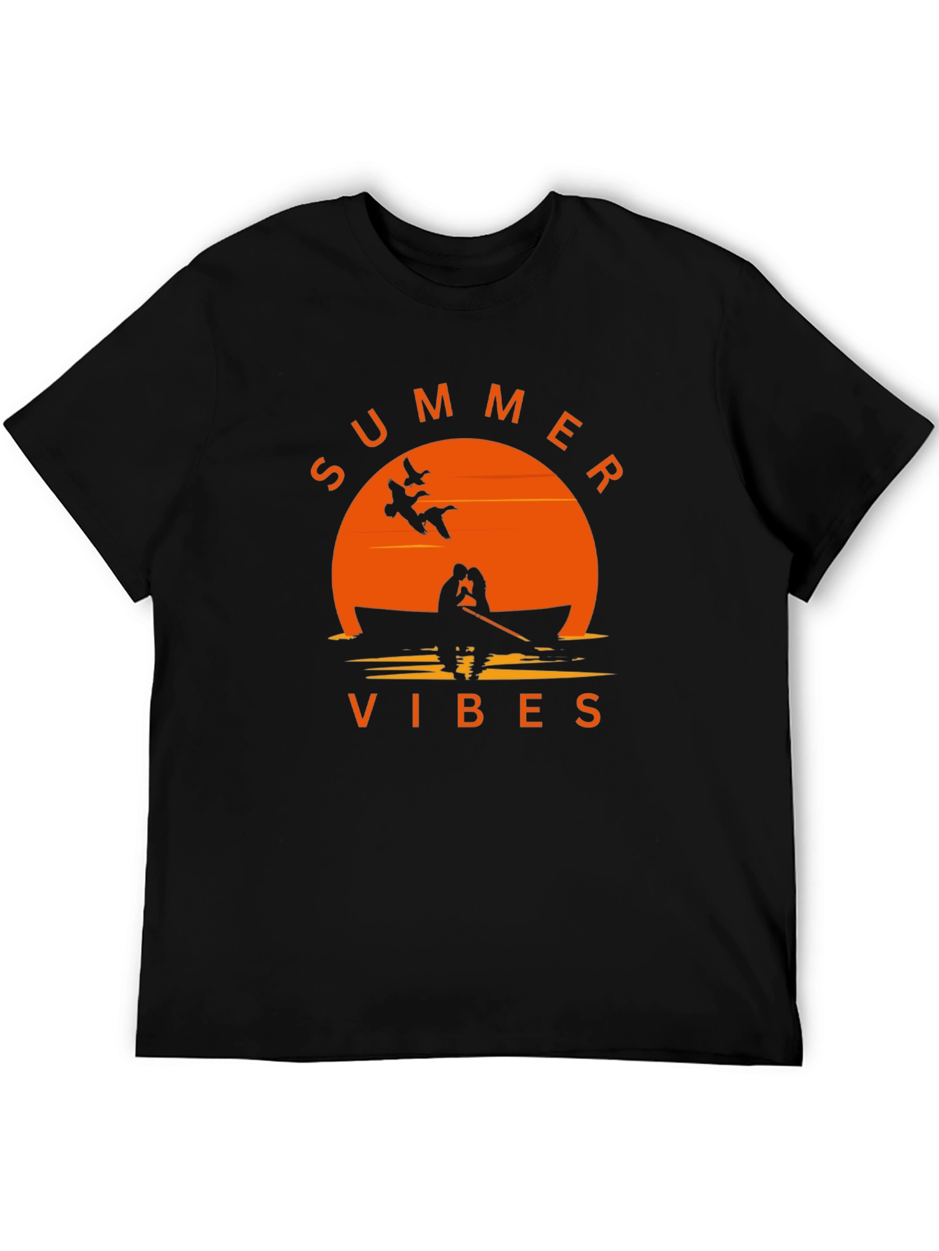 Summer Vibes Graphic Tee - Black Cotton T-Shirt