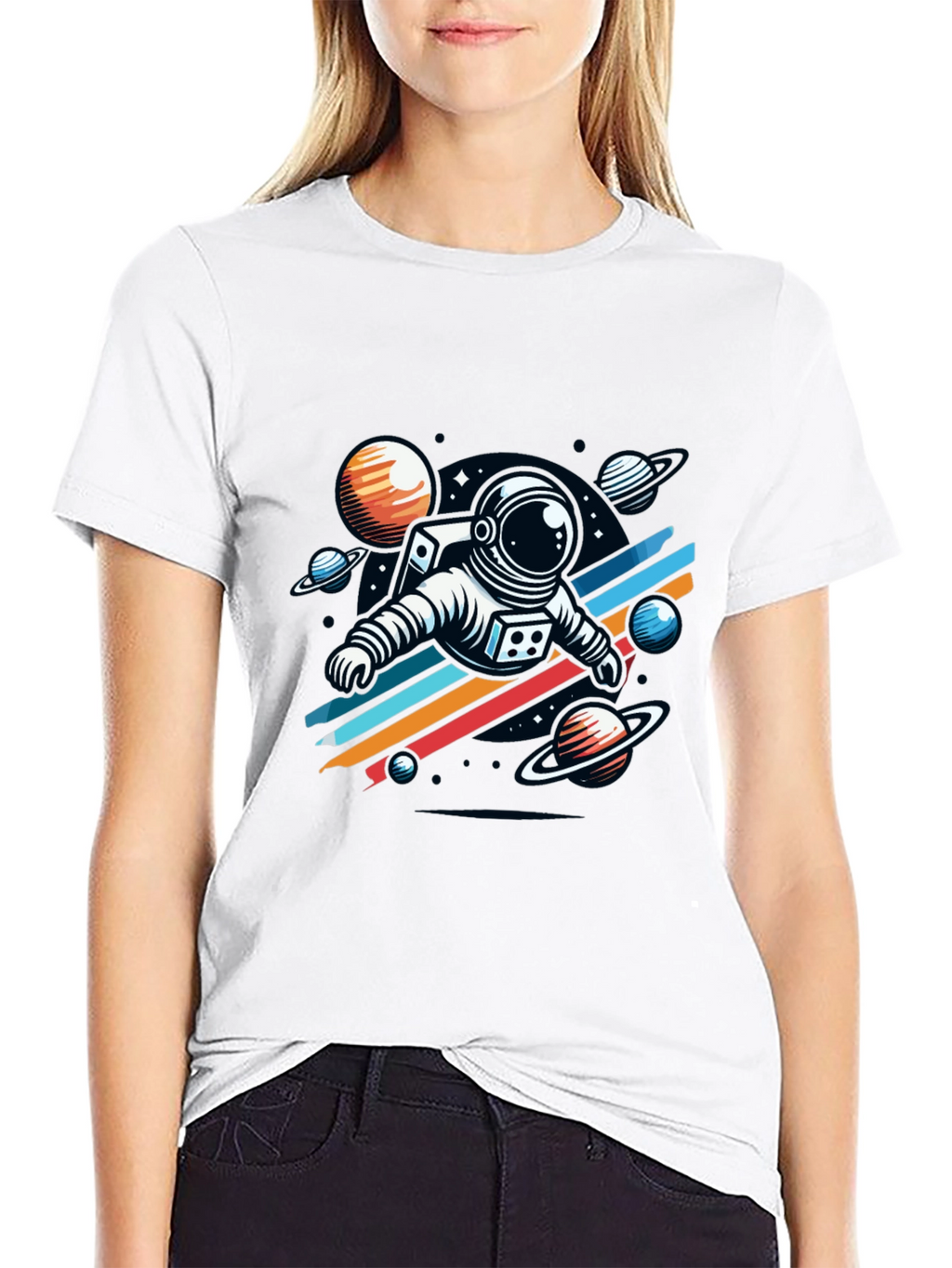 Astronaut Space Graphic Tee - Stylish Black T-Shirt