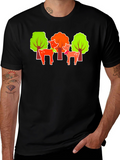Deer & Trees Graphic Black T-Shirt