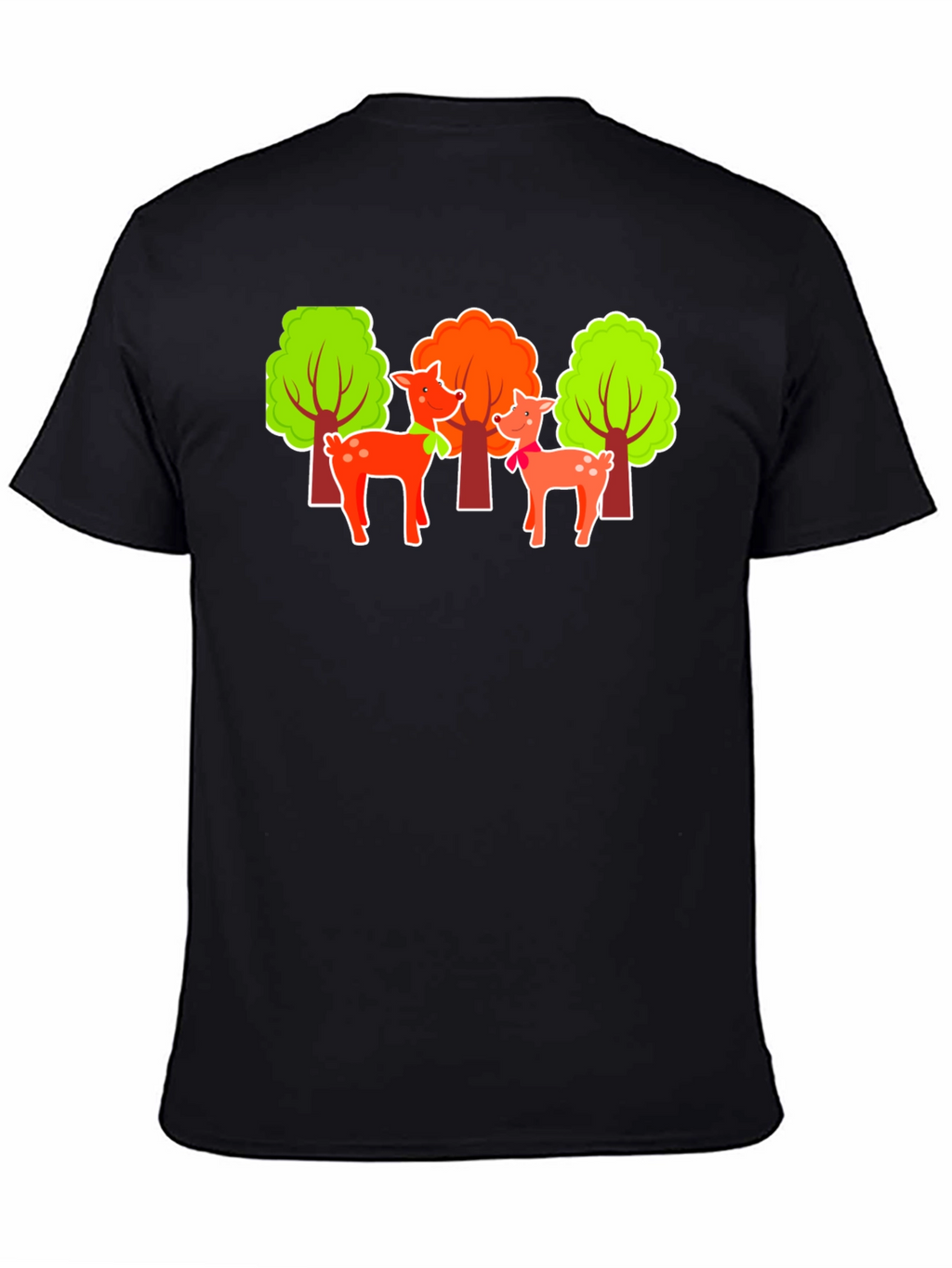 Deer & Trees Graphic Black T-Shirt