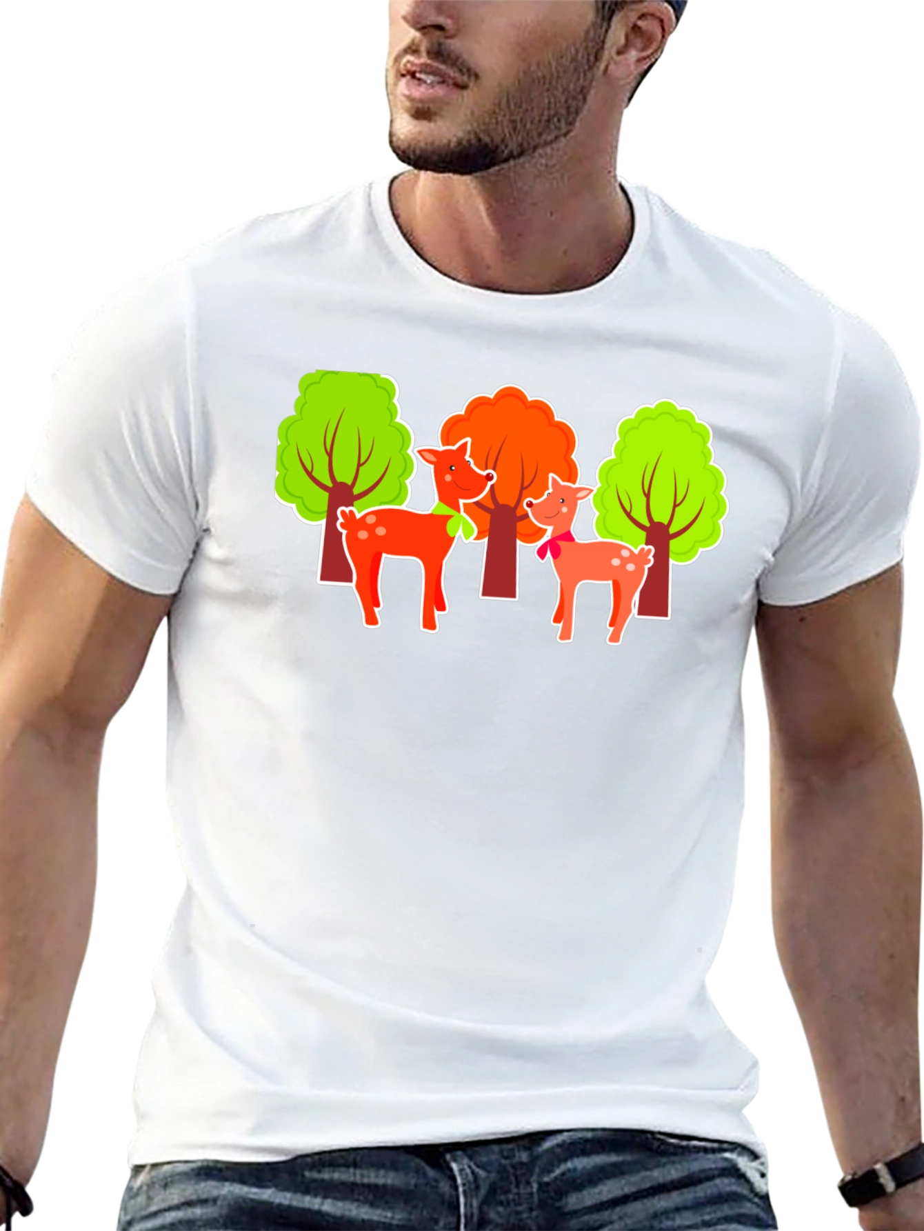 Deer & Trees Graphic Black T-Shirt