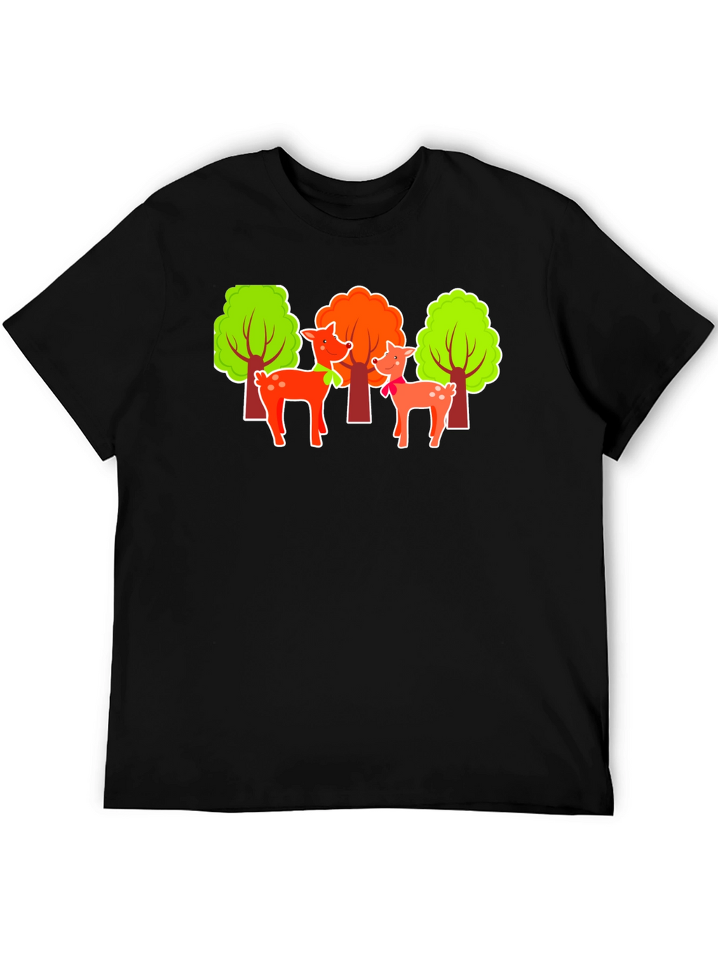 Deer & Trees Graphic Black T-Shirt