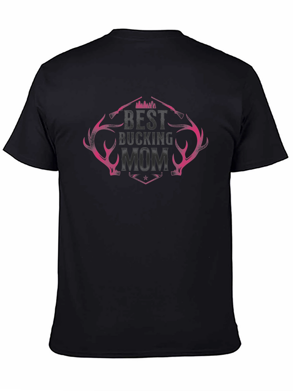 Best Bucking Mom Black T-Shirt with Antler Design