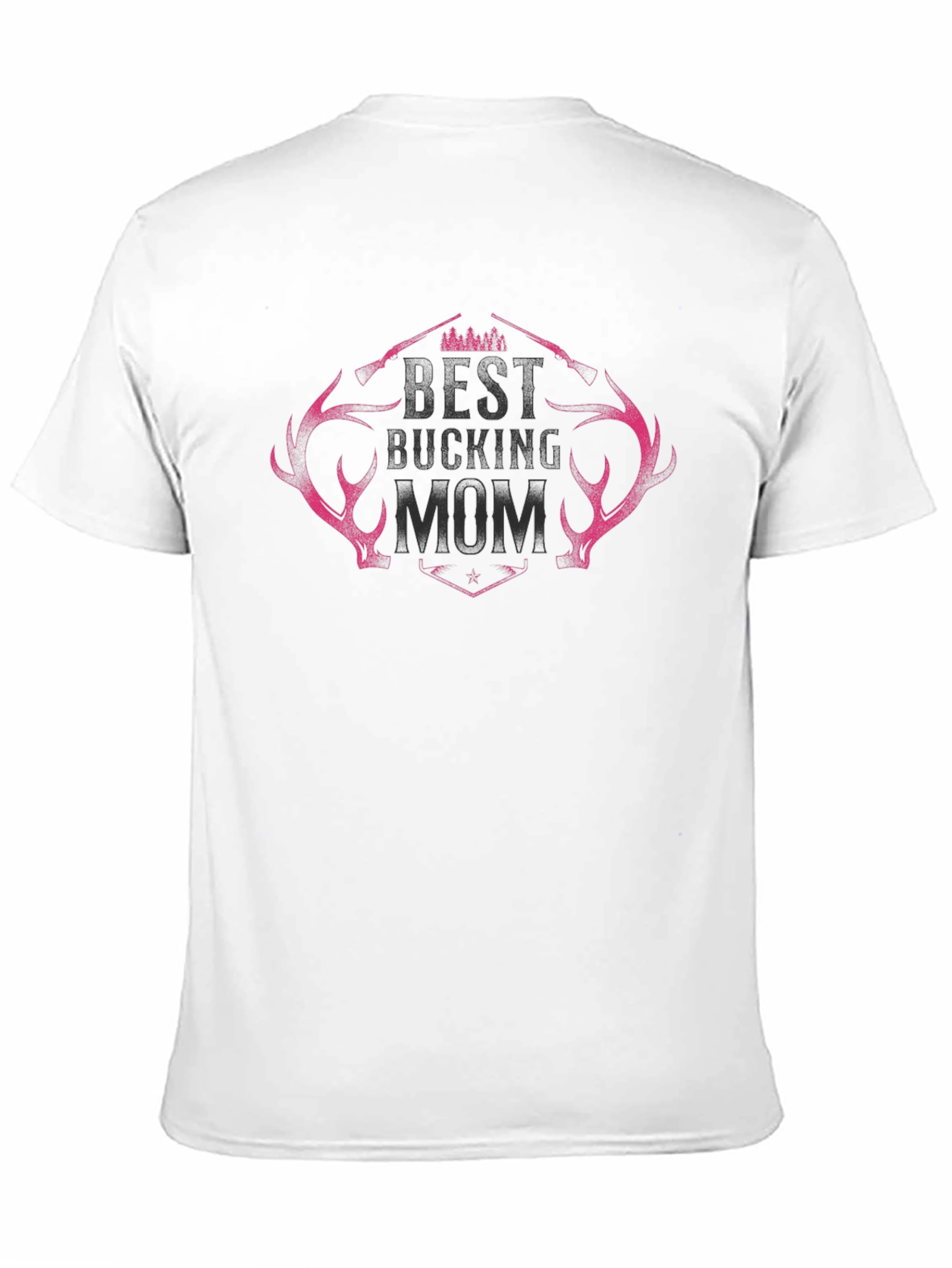 Best Bucking Mom Black T-Shirt with Antler Design