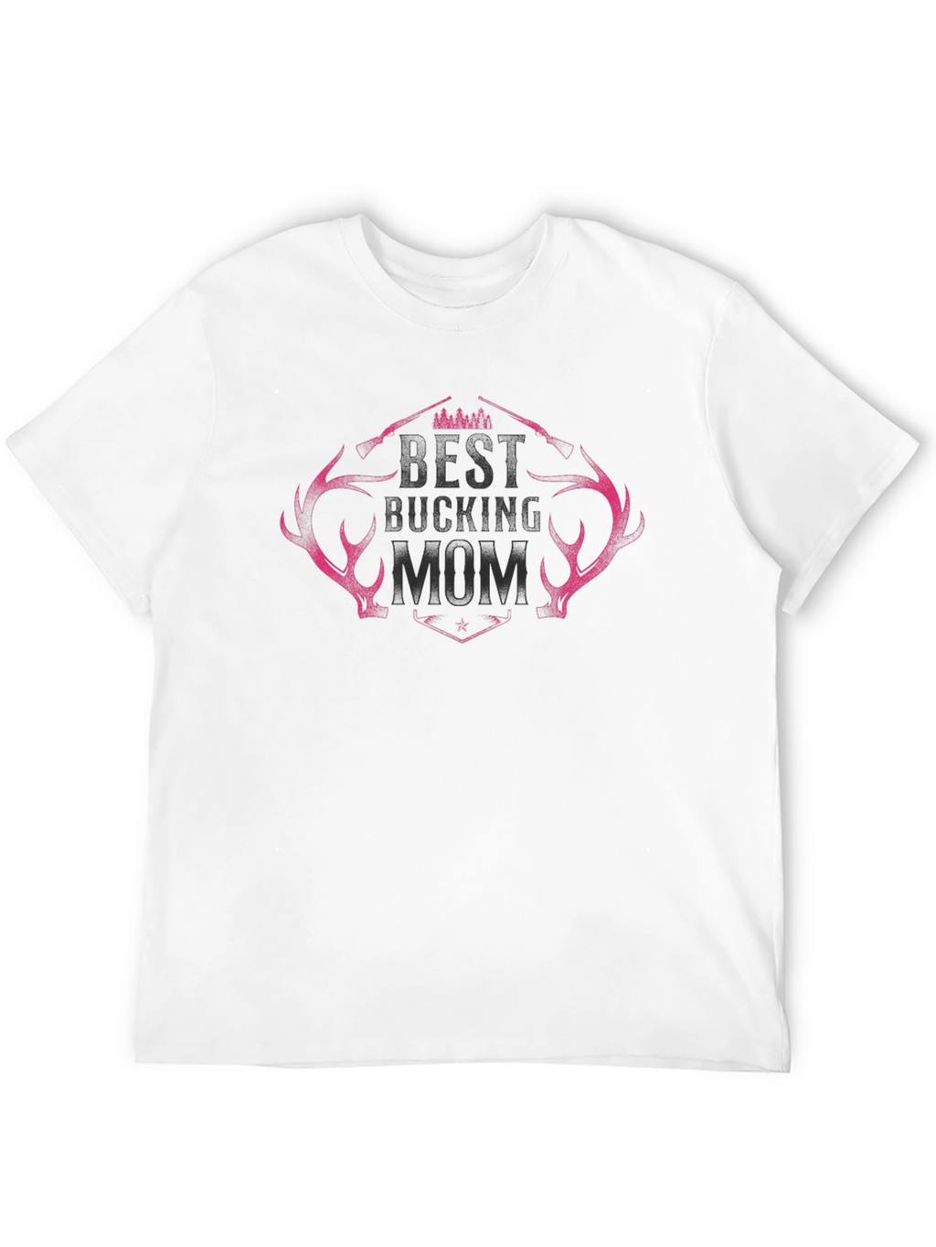 Best Bucking Mom Black T-Shirt with Antler Design