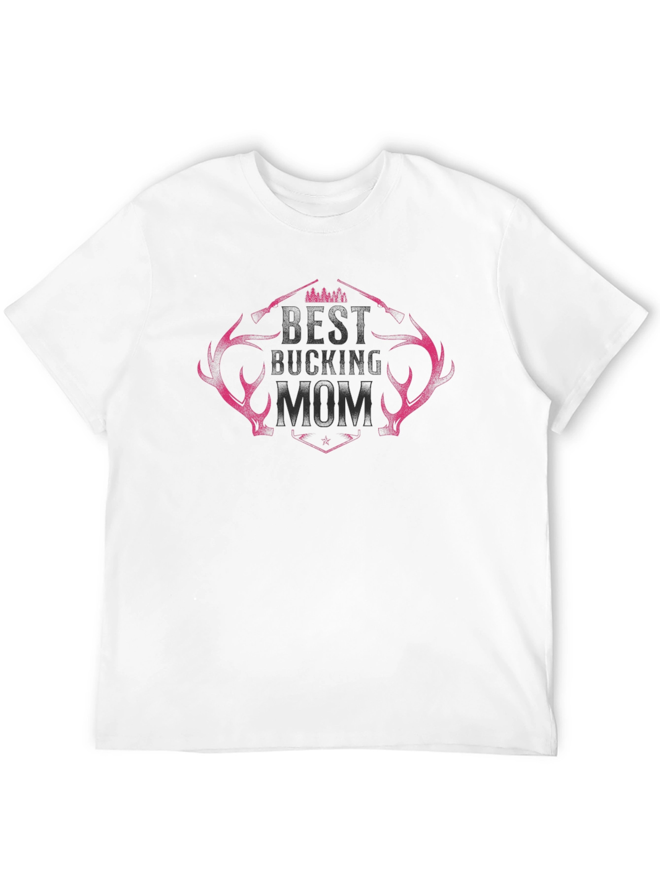 Best Bucking Mom Black T-Shirt with Antler Design