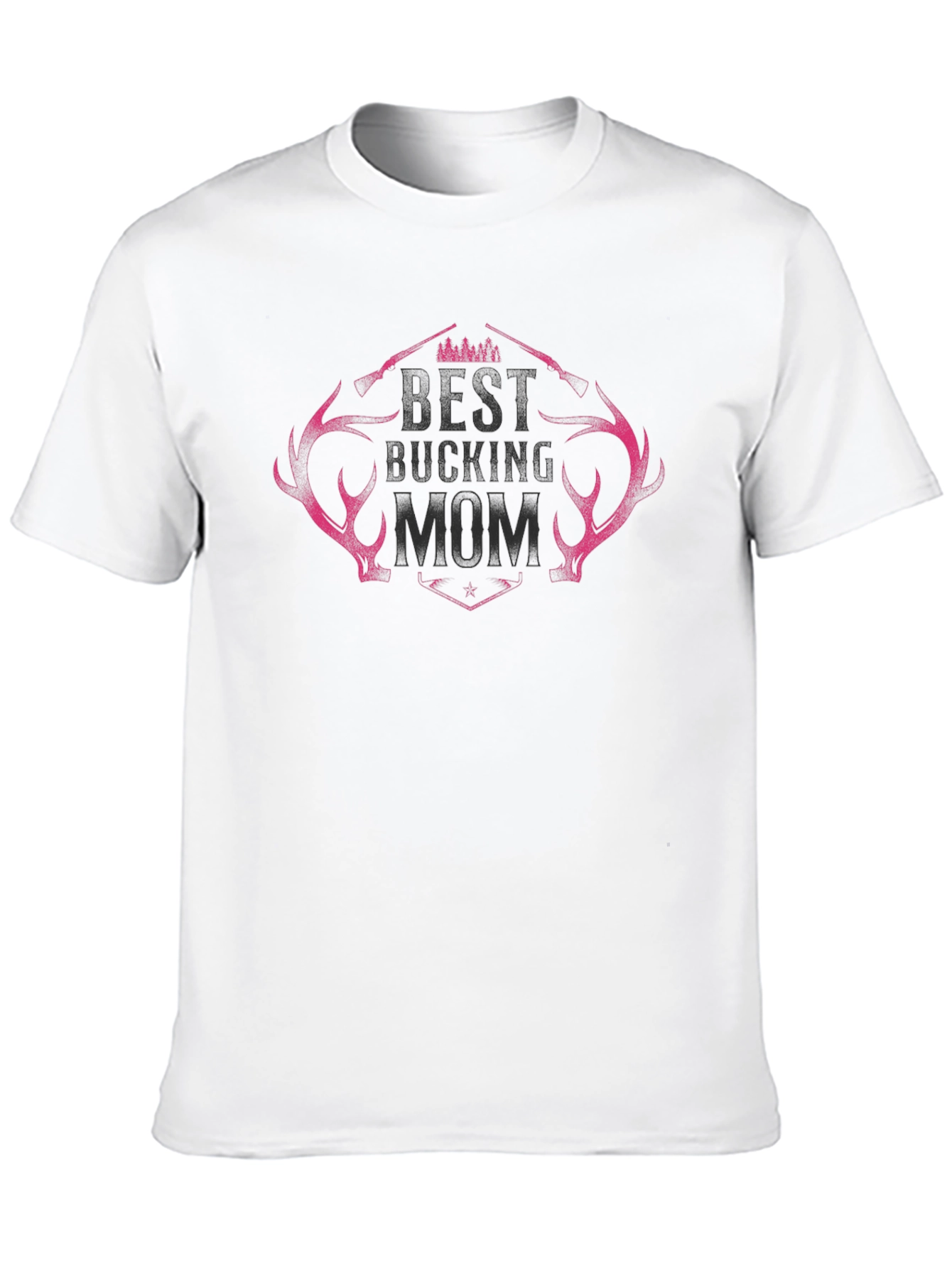 Best Bucking Mom Black T-Shirt with Antler Design