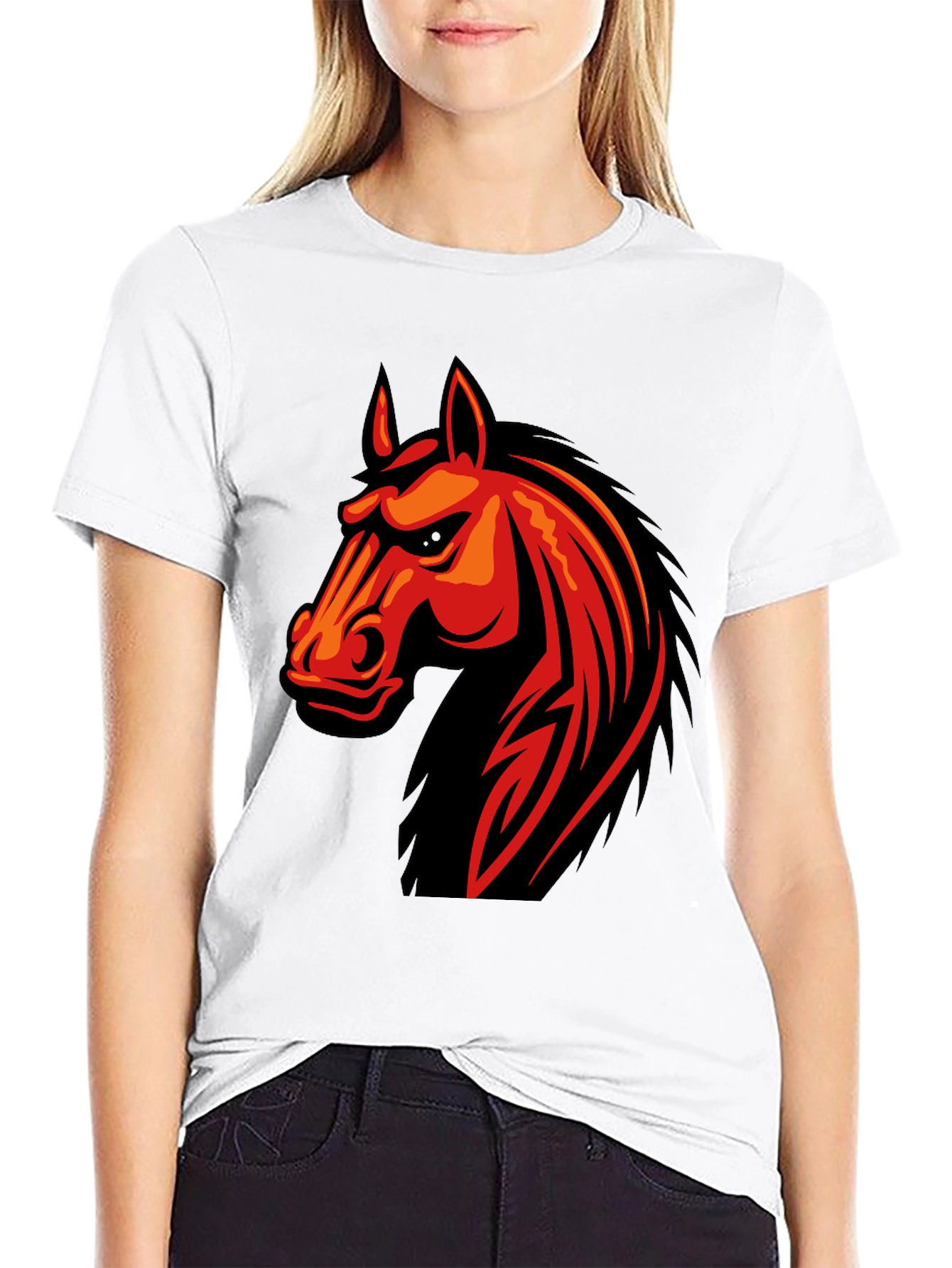 Mens Black T-Shirt with Horse Graphic