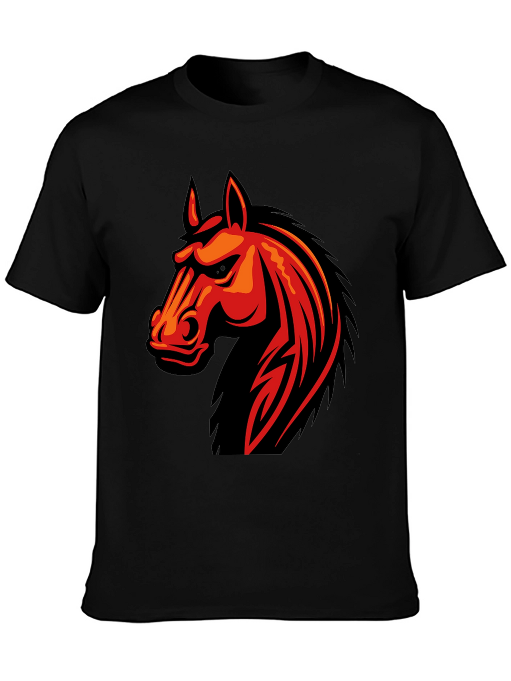 Mens Black T-Shirt with Horse Graphic