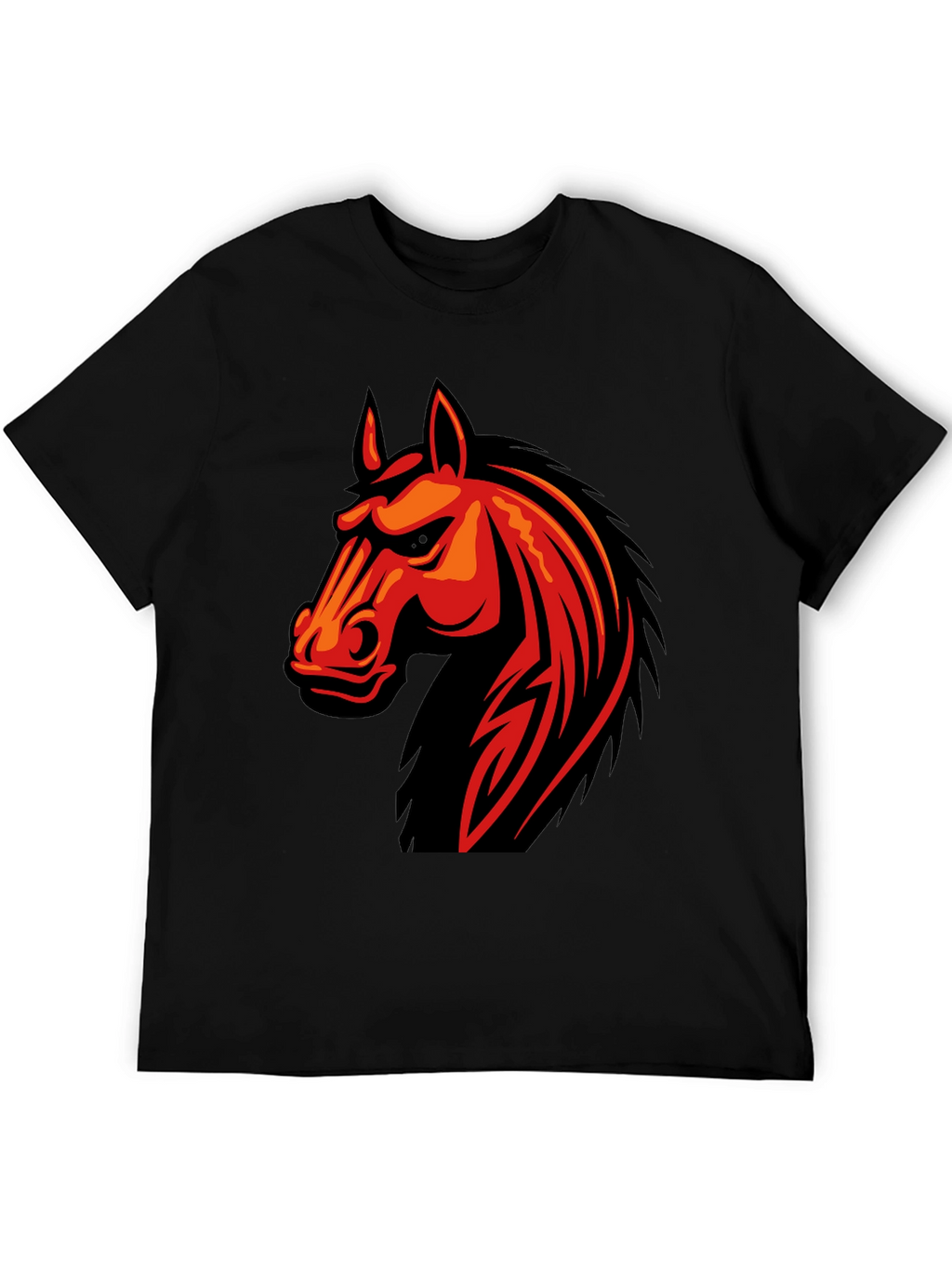 Mens Black T-Shirt with Horse Graphic