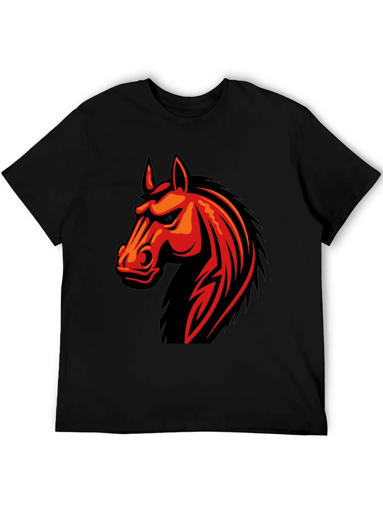 Mens Black T-Shirt with Horse Graphic