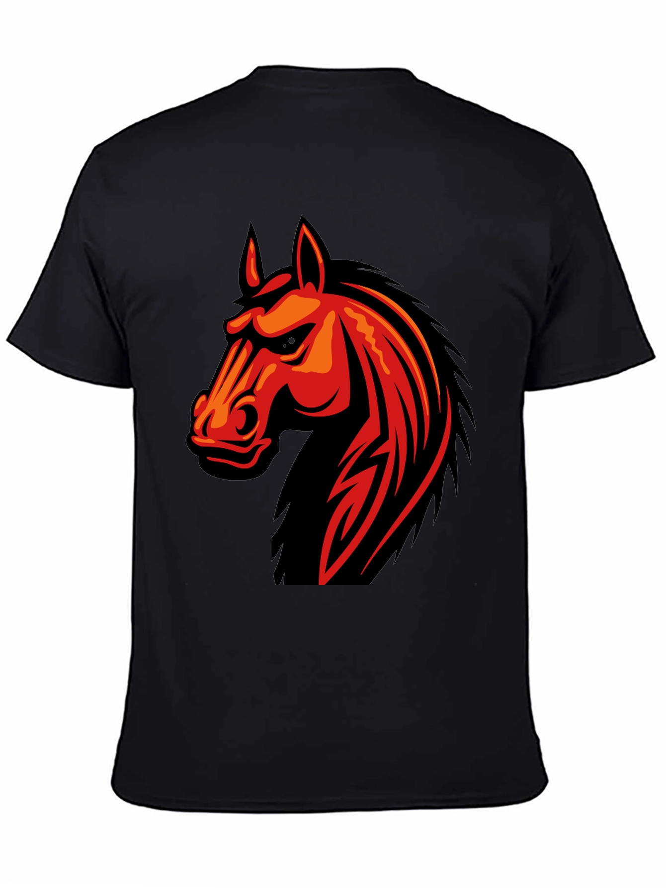 Mens Black T-Shirt with Horse Graphic