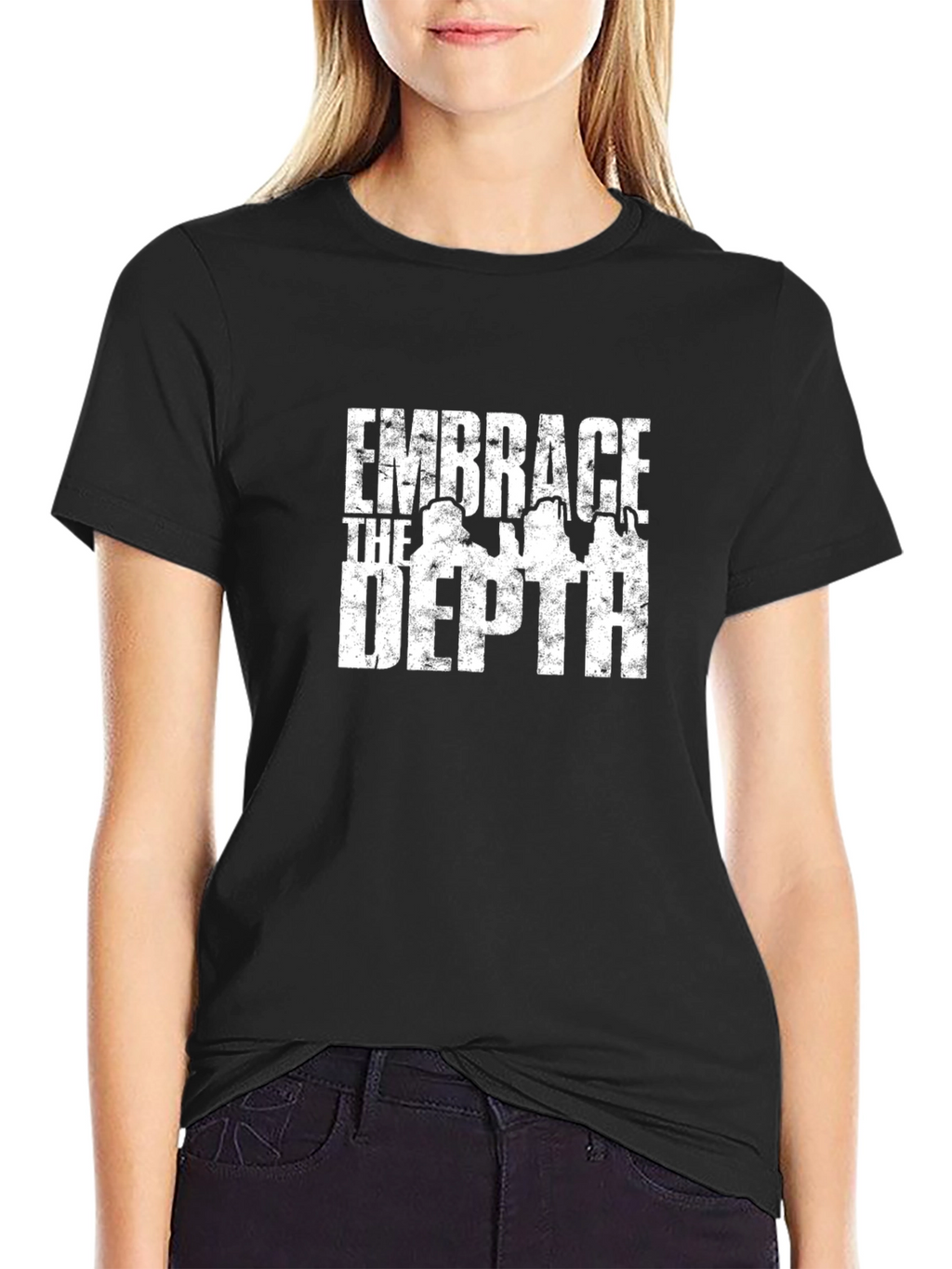 Embrace The Depth Graphic Print Black T-Shirt