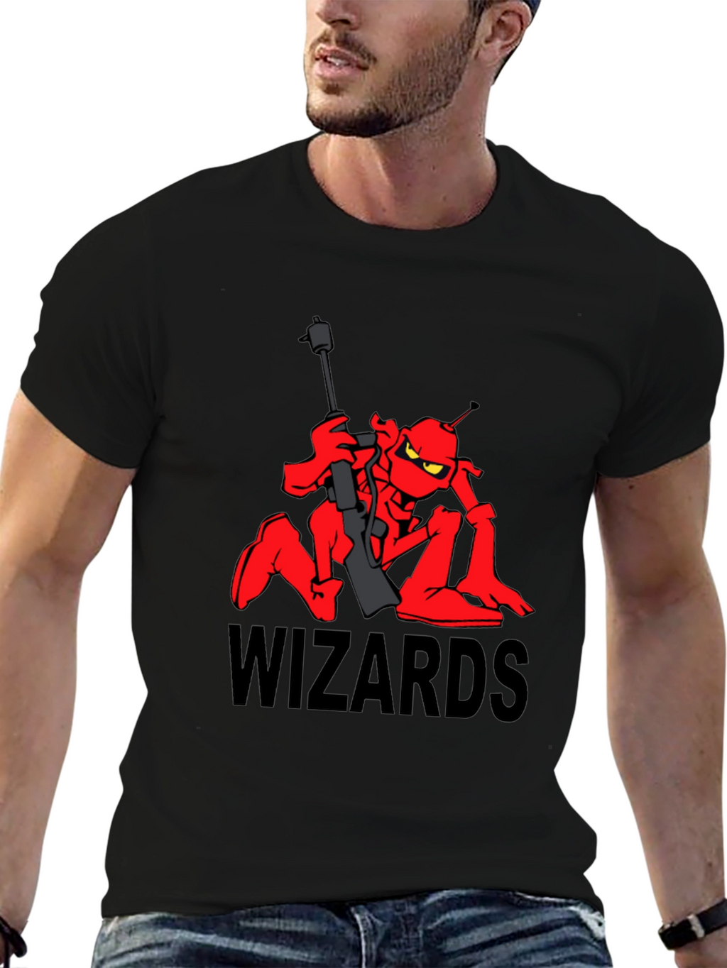 Wizards Cartoon T-Shirt - Red Alien Design