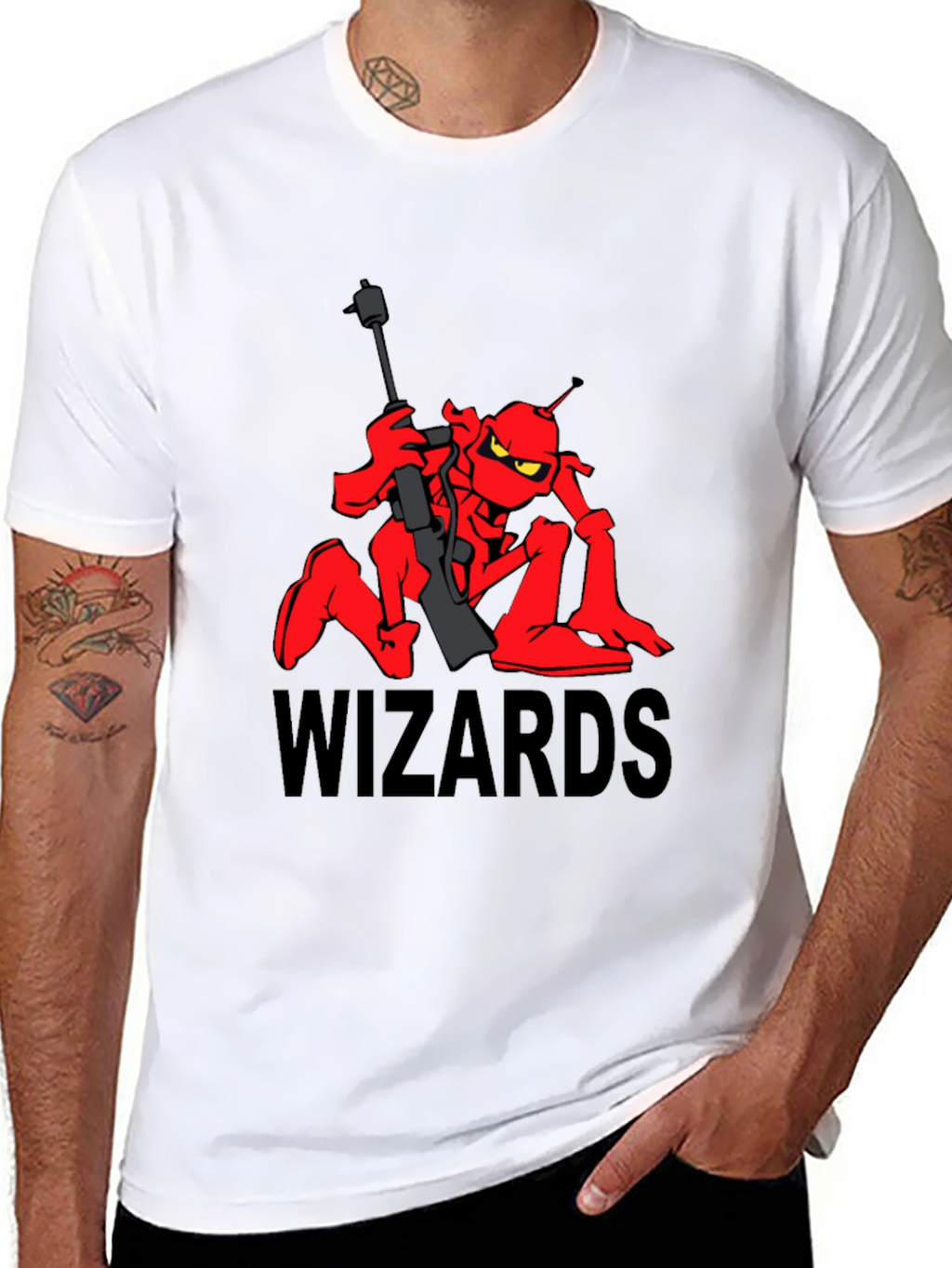 Wizards Cartoon T-Shirt - Red Alien Design