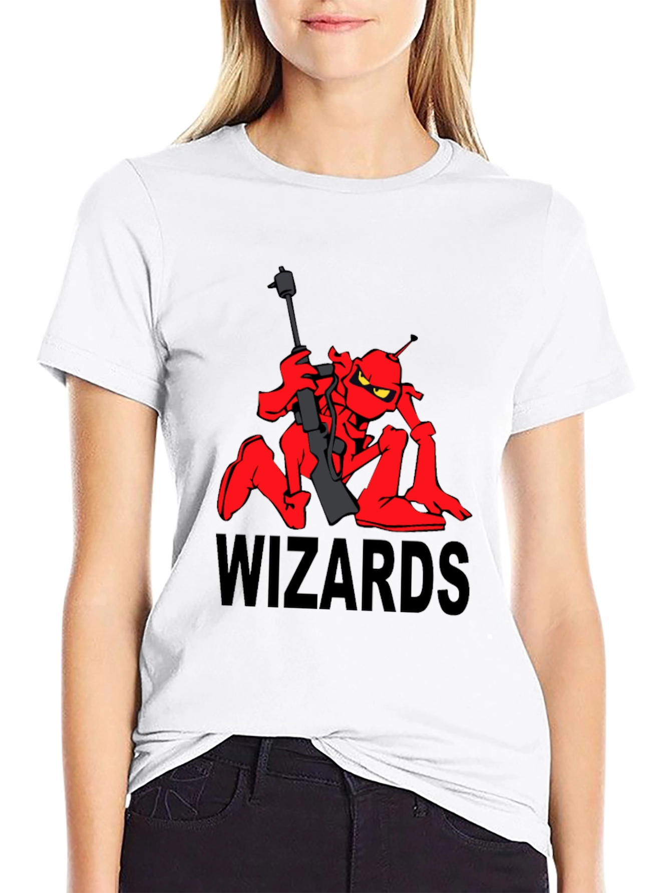 Wizards Cartoon T-Shirt - Red Alien Design
