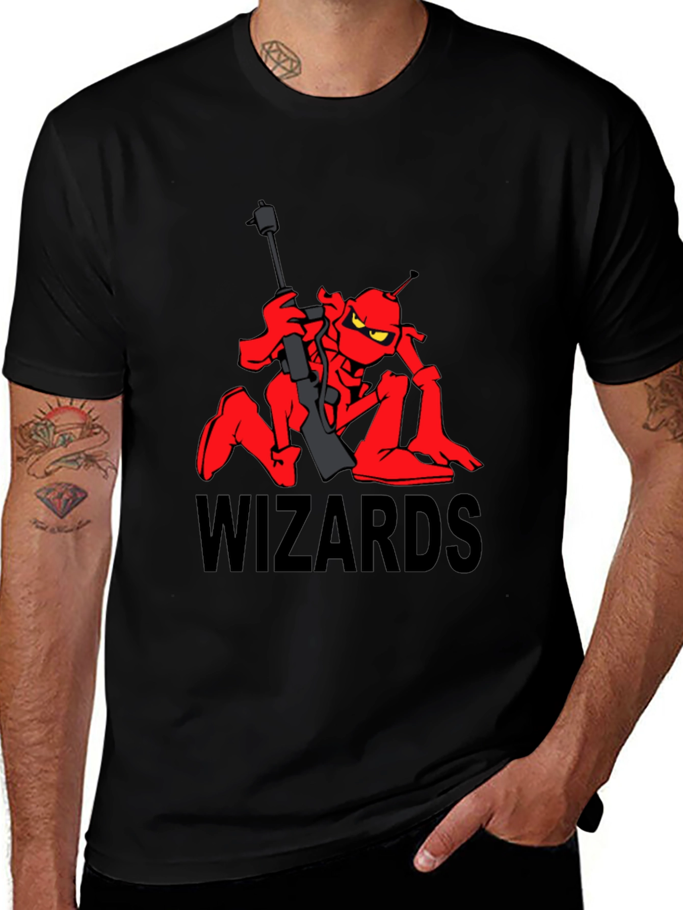 Wizards Cartoon T-Shirt - Red Alien Design