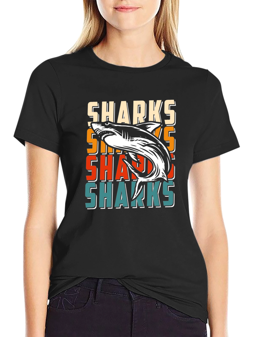 Retro Sharks Graphic Tee - Cool Casual T-Shirt
