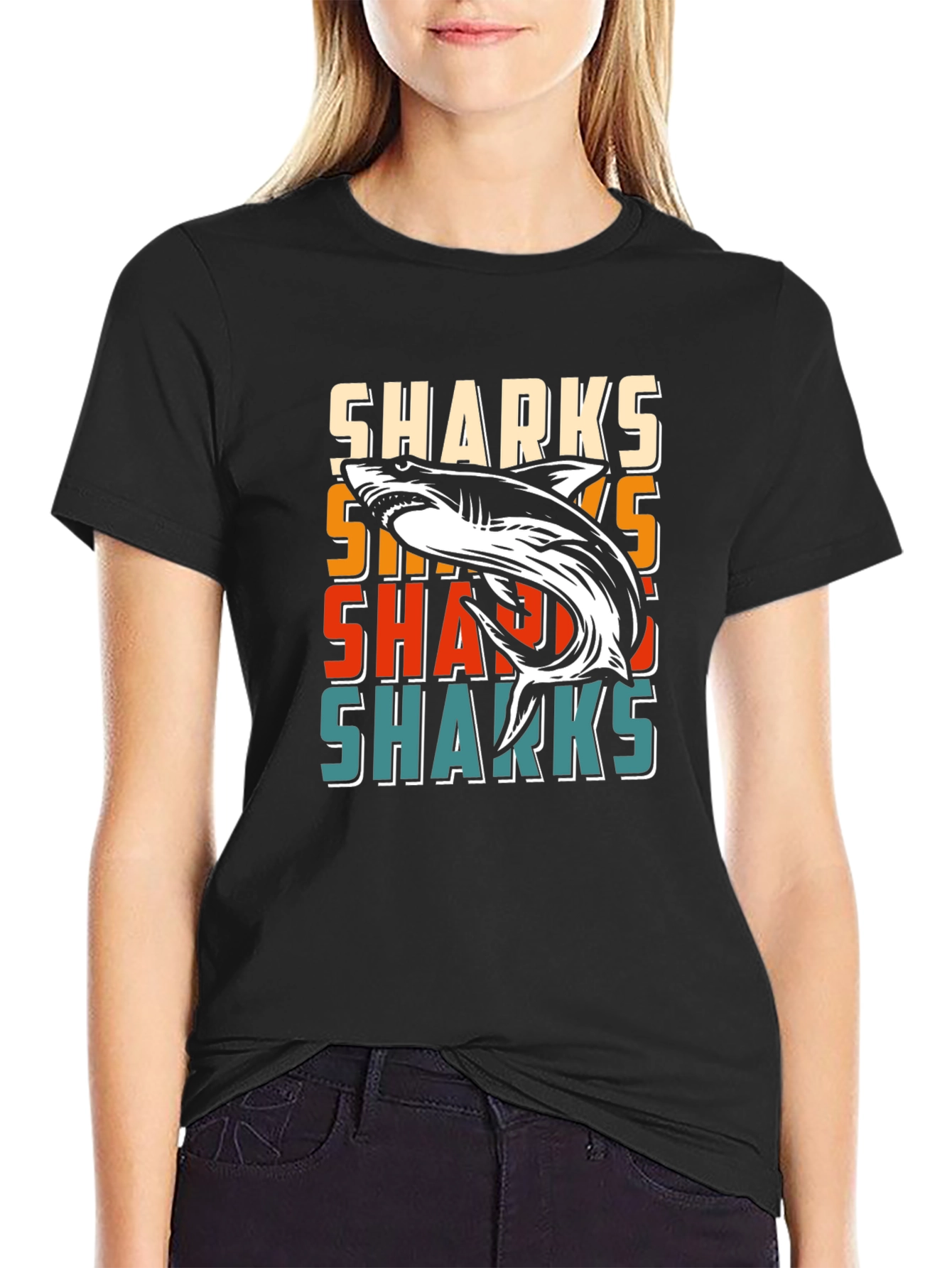 Retro Sharks Graphic Tee - Cool Casual T-Shirt