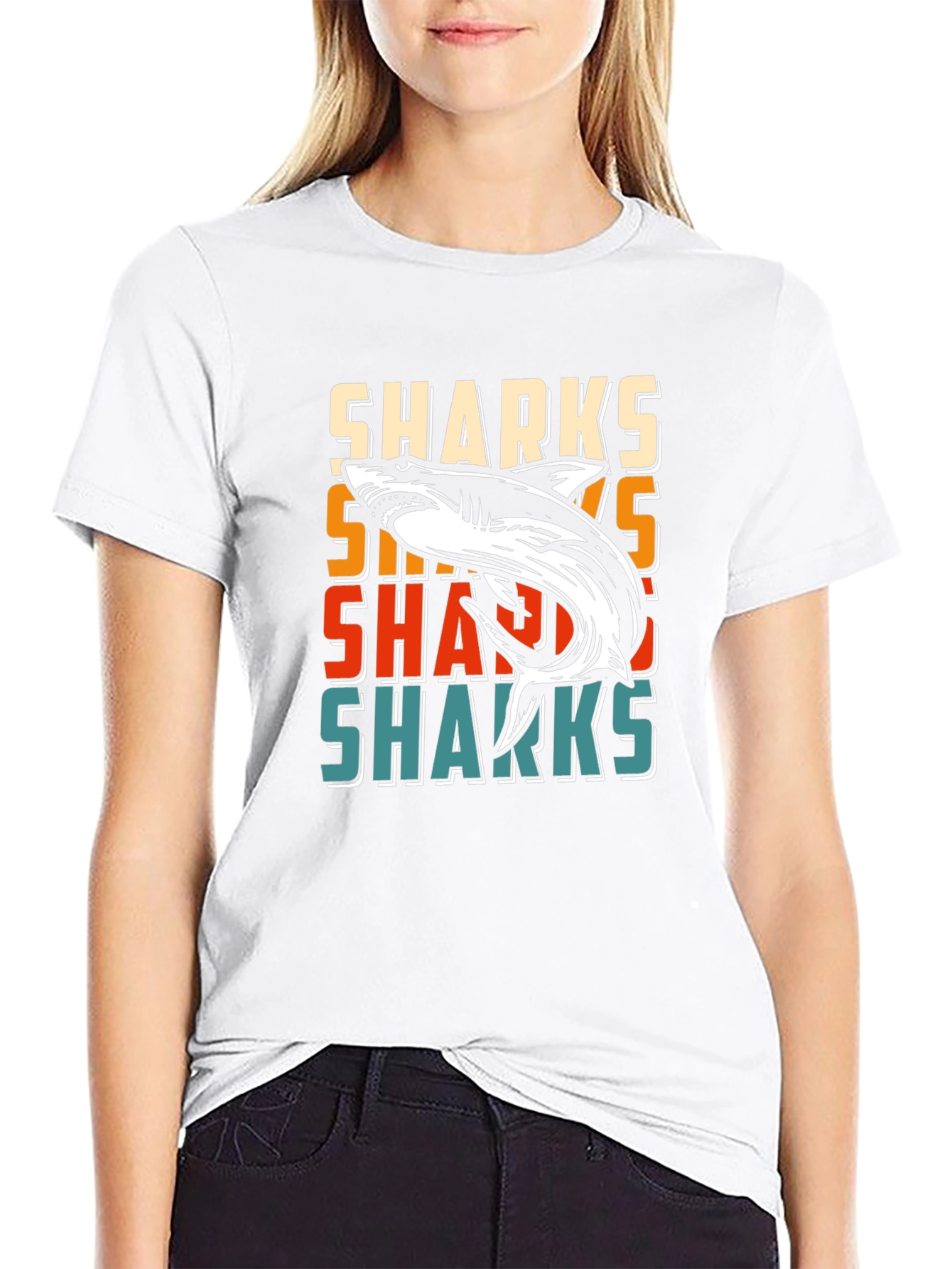 Retro Sharks Graphic Tee - Cool Casual T-Shirt