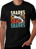 Retro Sharks Graphic Tee - Cool Casual T-Shirt