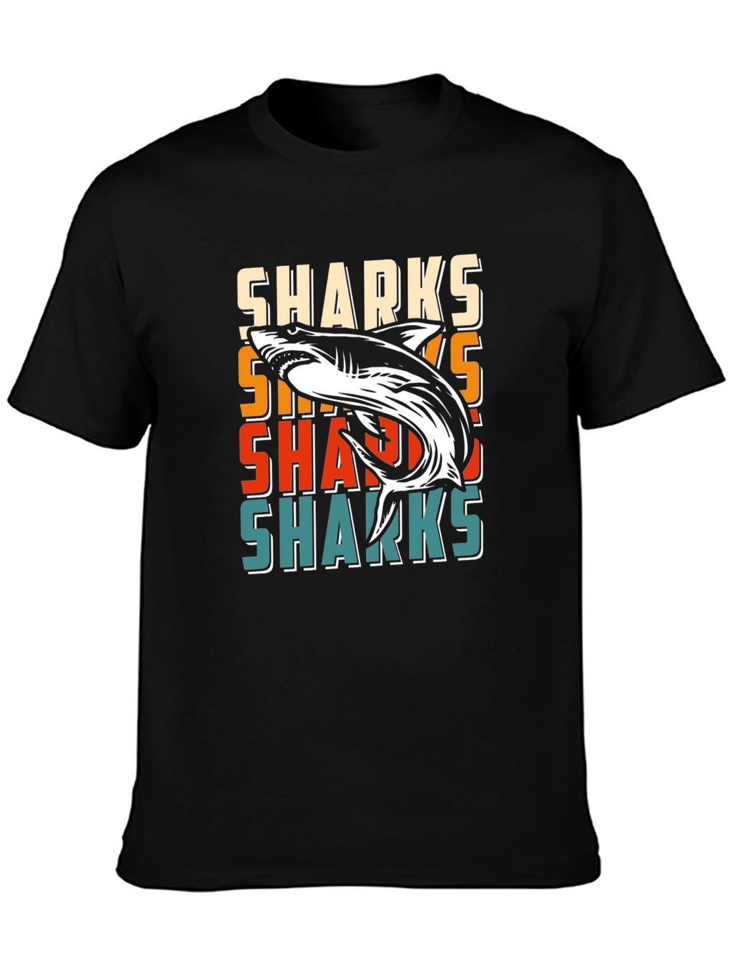 Retro Sharks Graphic Tee - Cool Casual T-Shirt