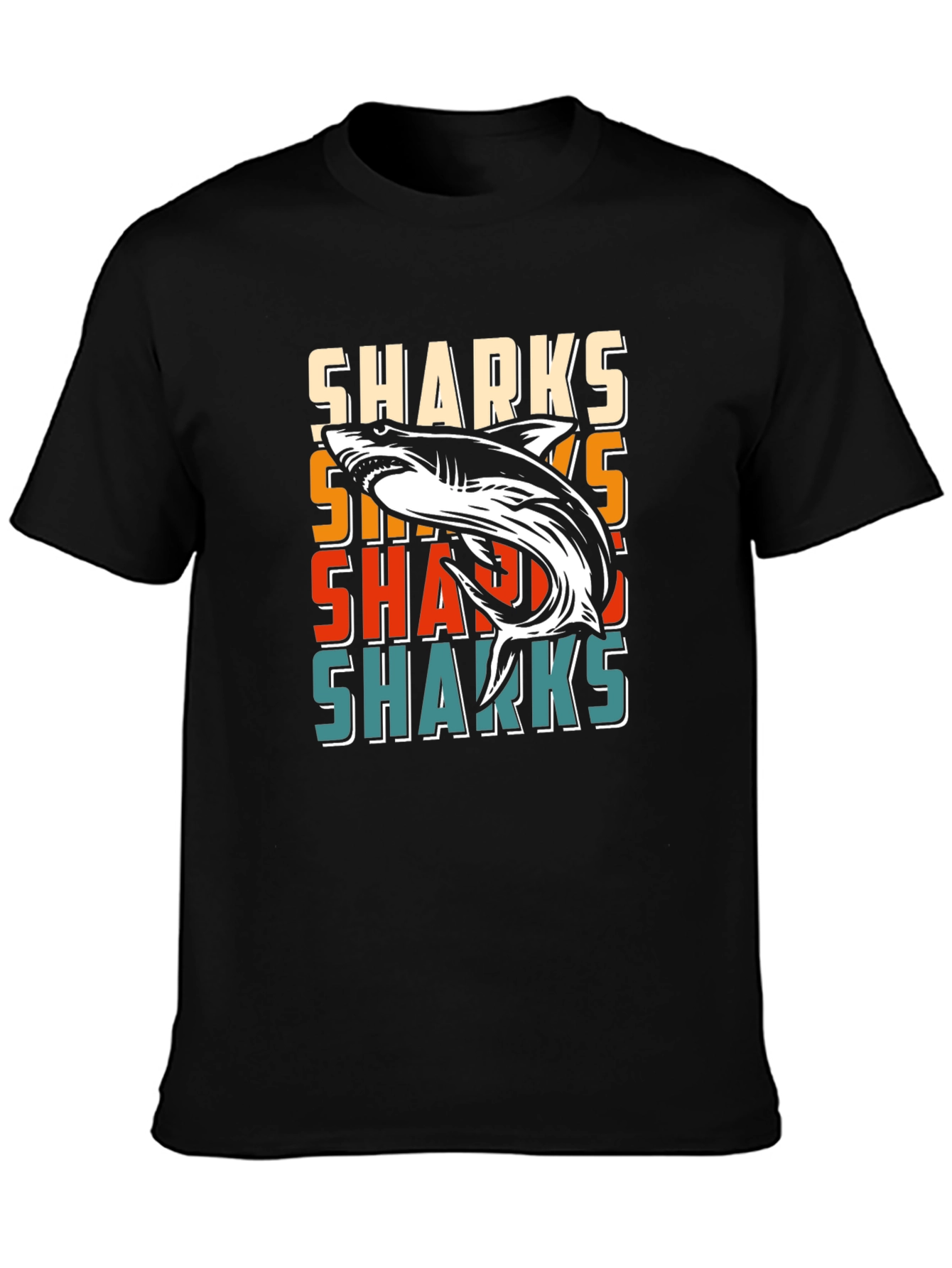 Retro Sharks Graphic Tee - Cool Casual T-Shirt