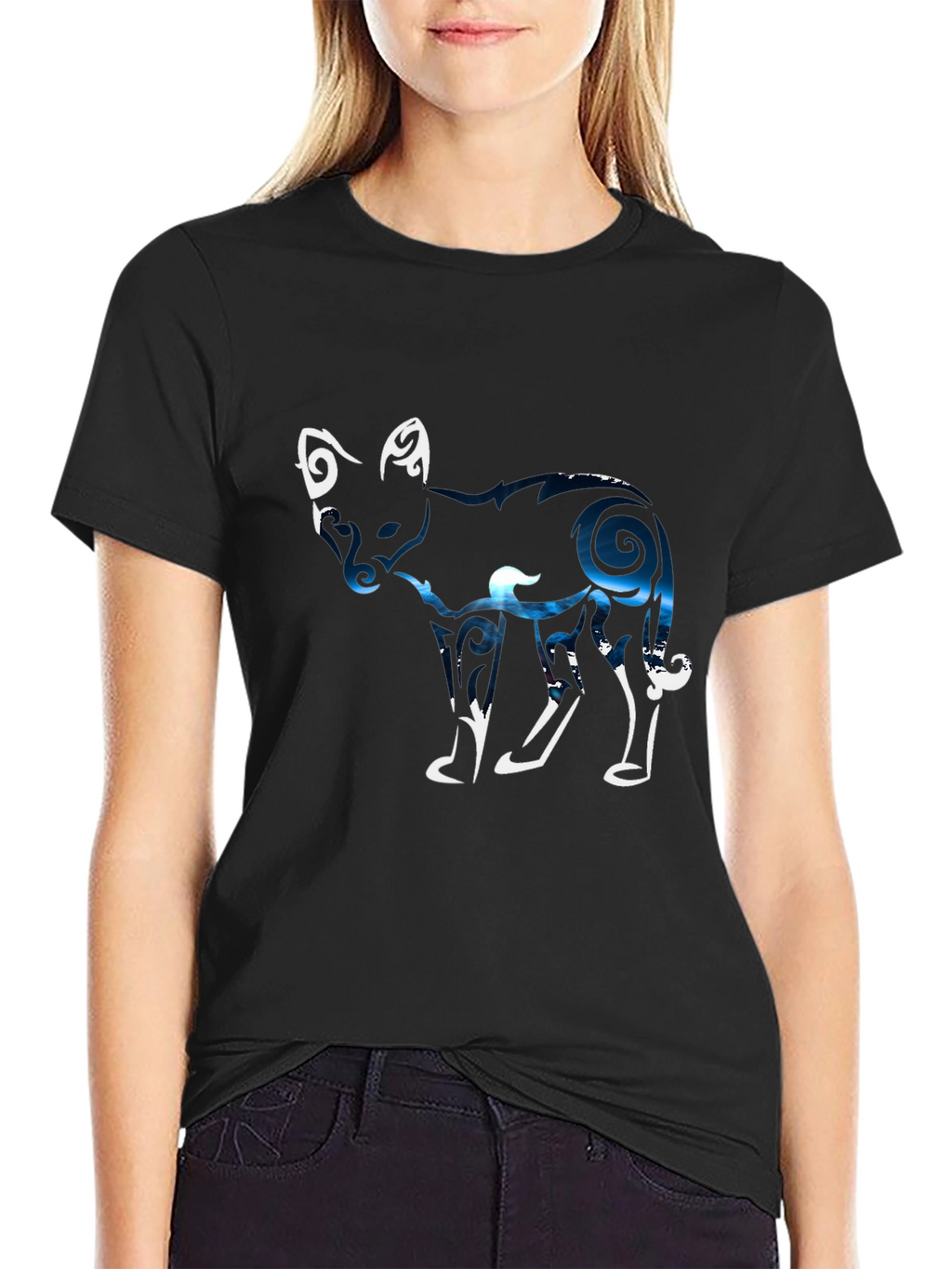 Abstract Fox Graphic Tee - Black