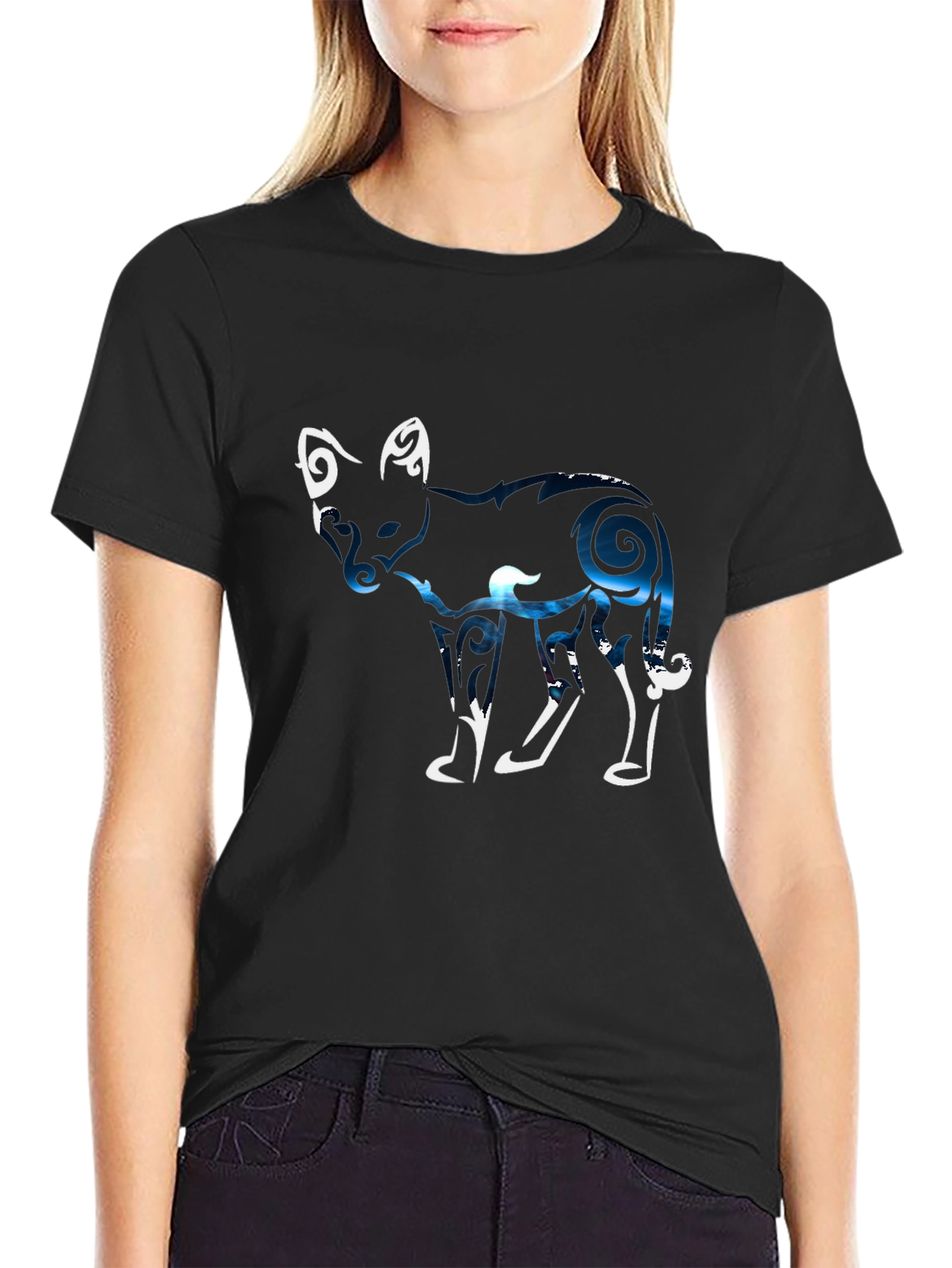 Abstract Fox Graphic Tee - Black