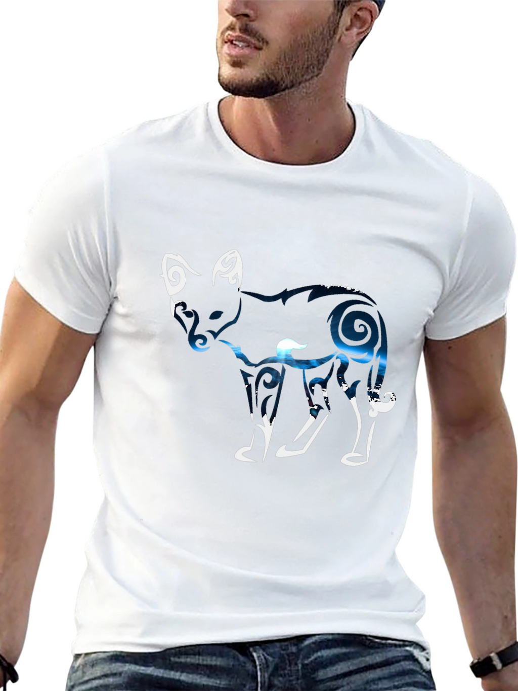 Abstract Fox Graphic Tee - Black