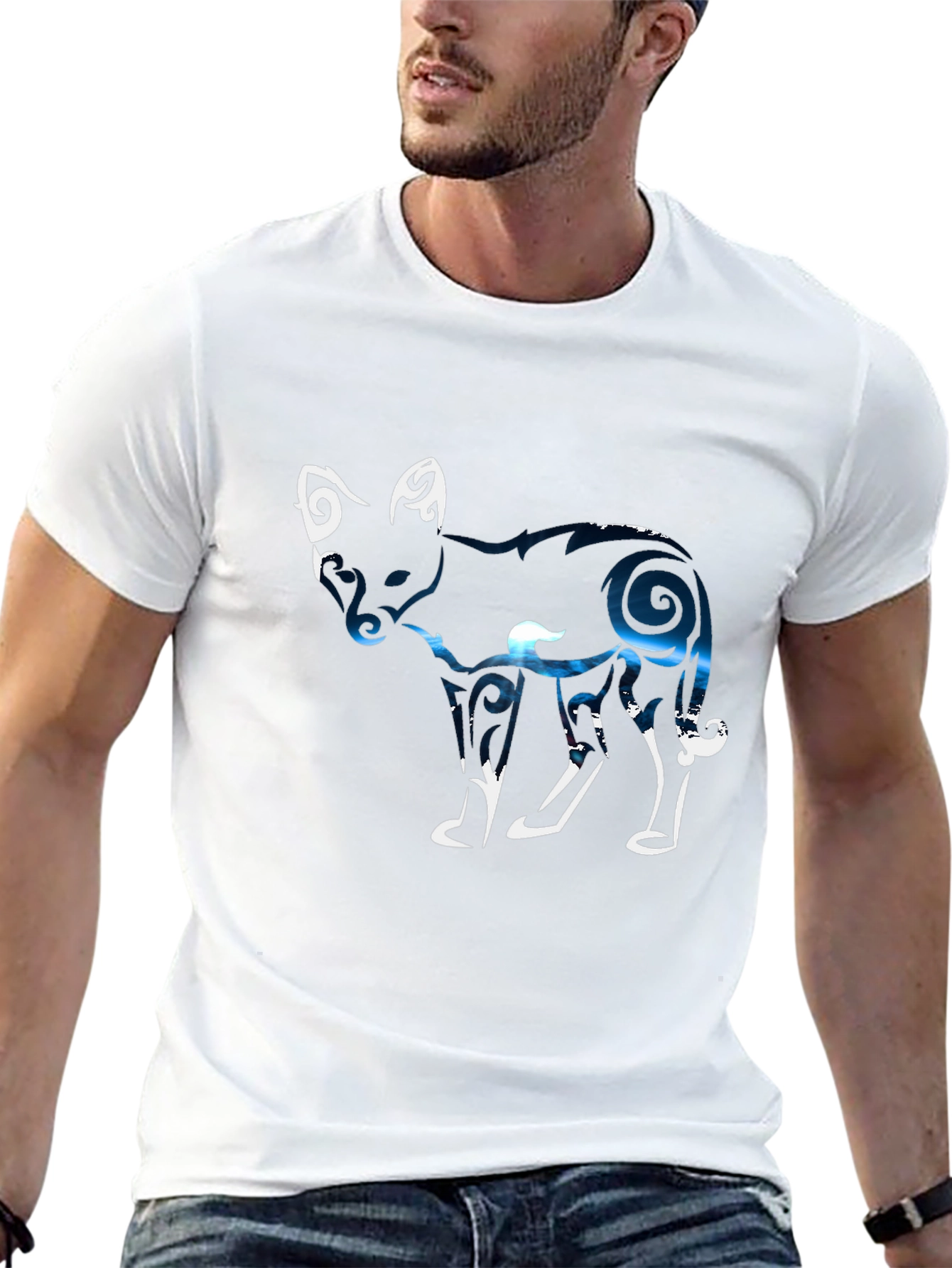 Abstract Fox Graphic Tee - Black