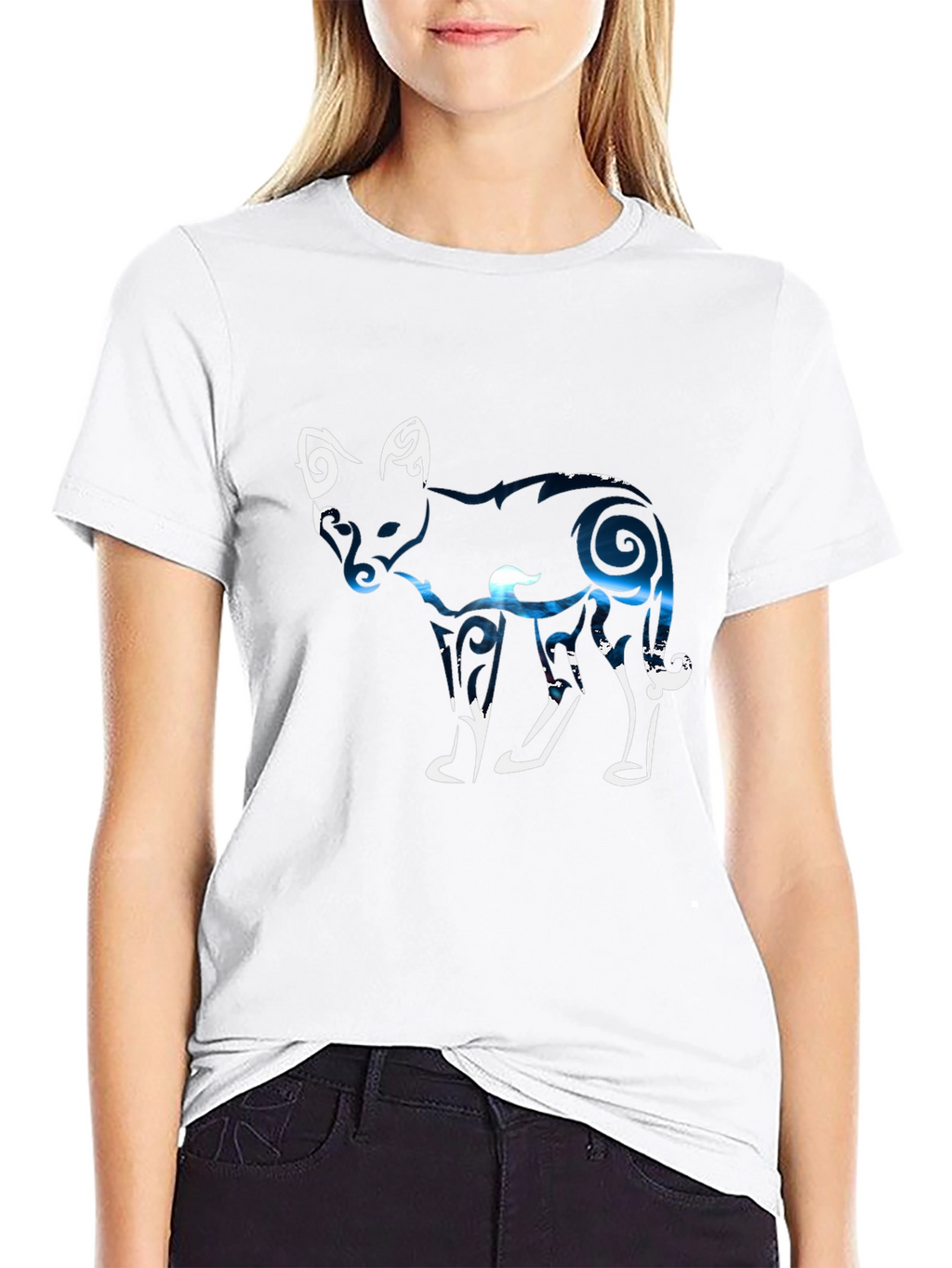 Abstract Fox Graphic Tee - Black