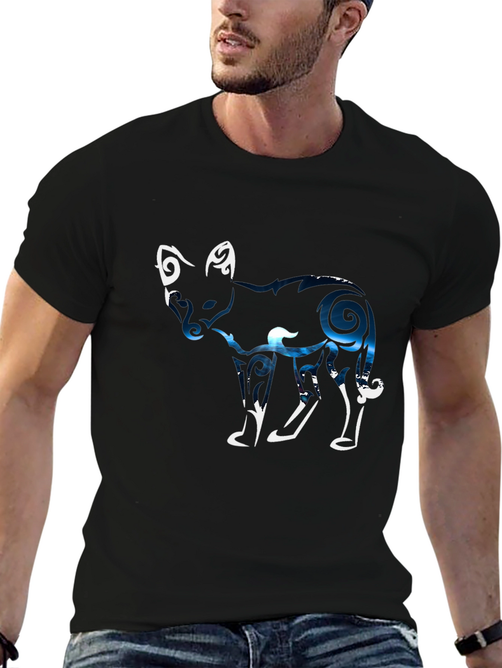 Abstract Fox Graphic Tee - Black
