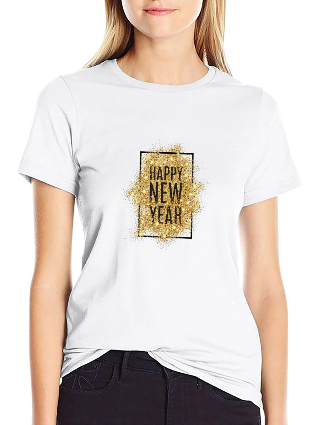 Happy New Year T-Shirt - Gold Glitter Design