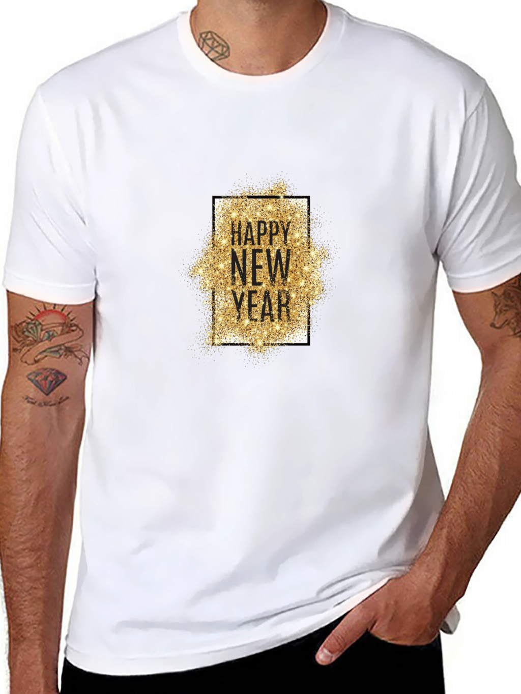 Happy New Year T-Shirt - Gold Glitter Design