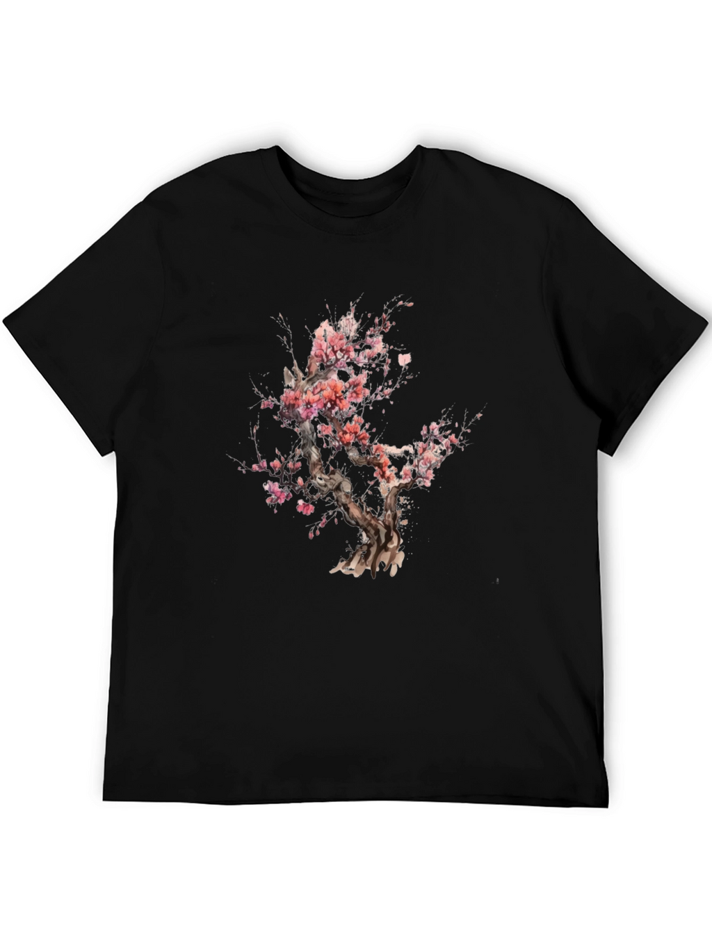 Cherry Blossom Tree Graphic Black T-Shirt