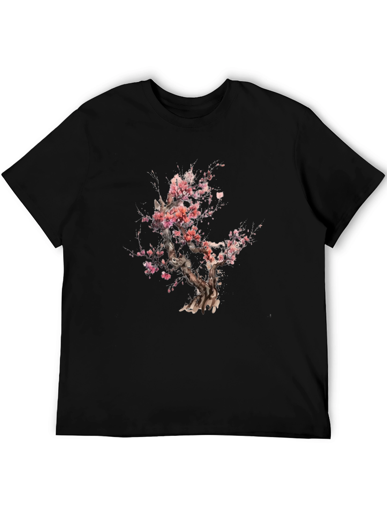 Cherry Blossom Tree Graphic Black T-Shirt