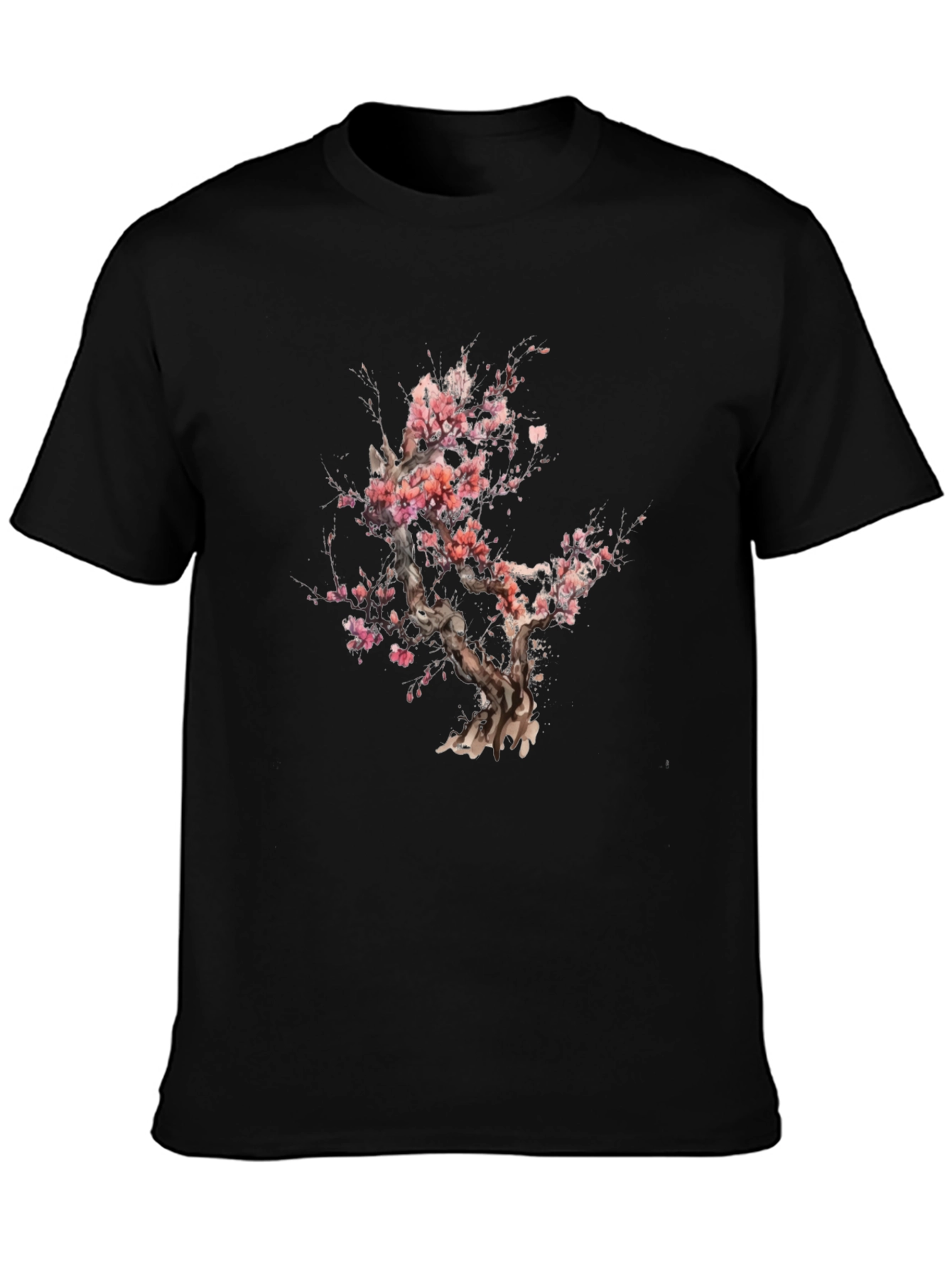 Cherry Blossom Tree Graphic Black T-Shirt