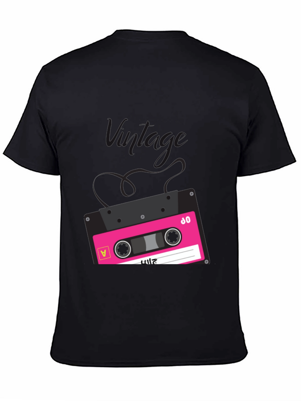 Retro Cassette Tape Graphic Tee - Black
