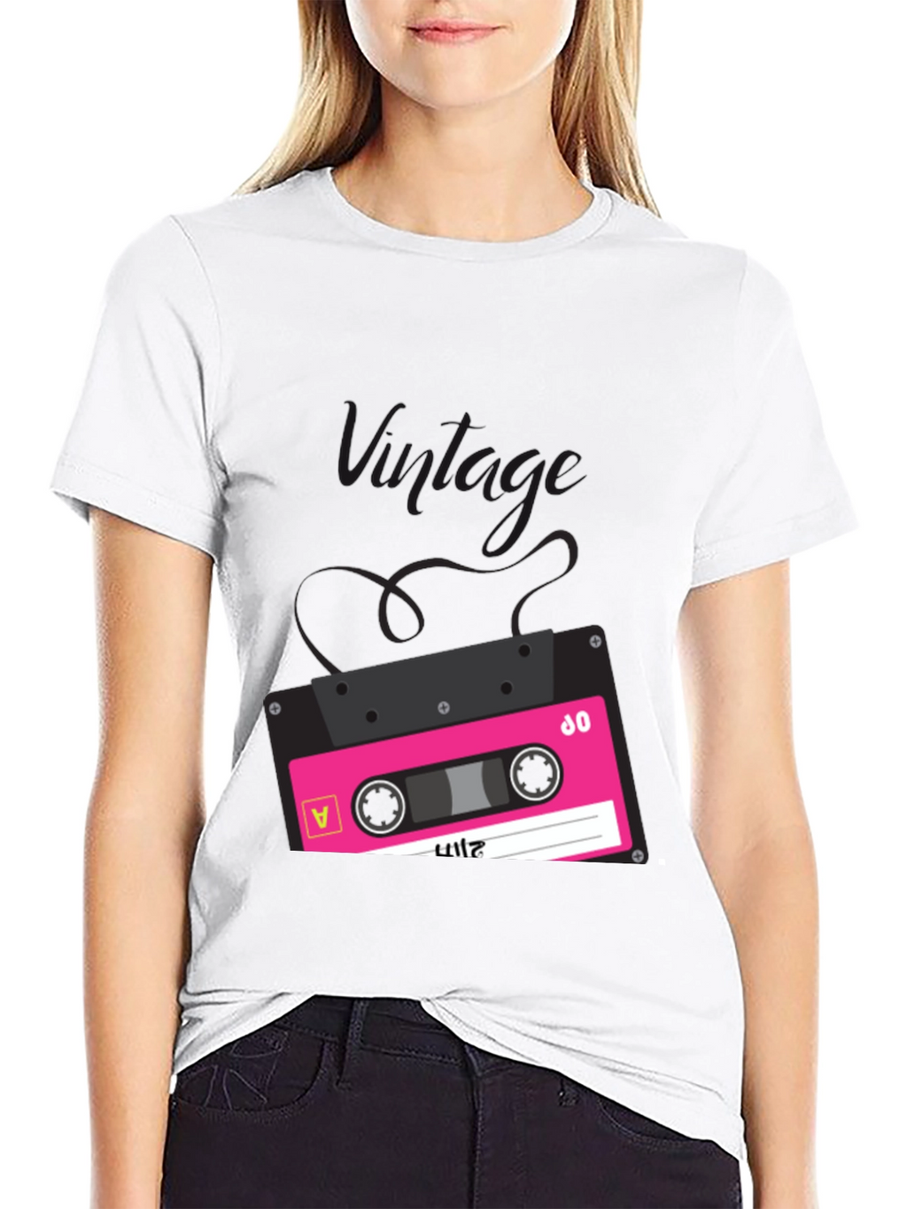 Retro Cassette Tape Graphic Tee - Black