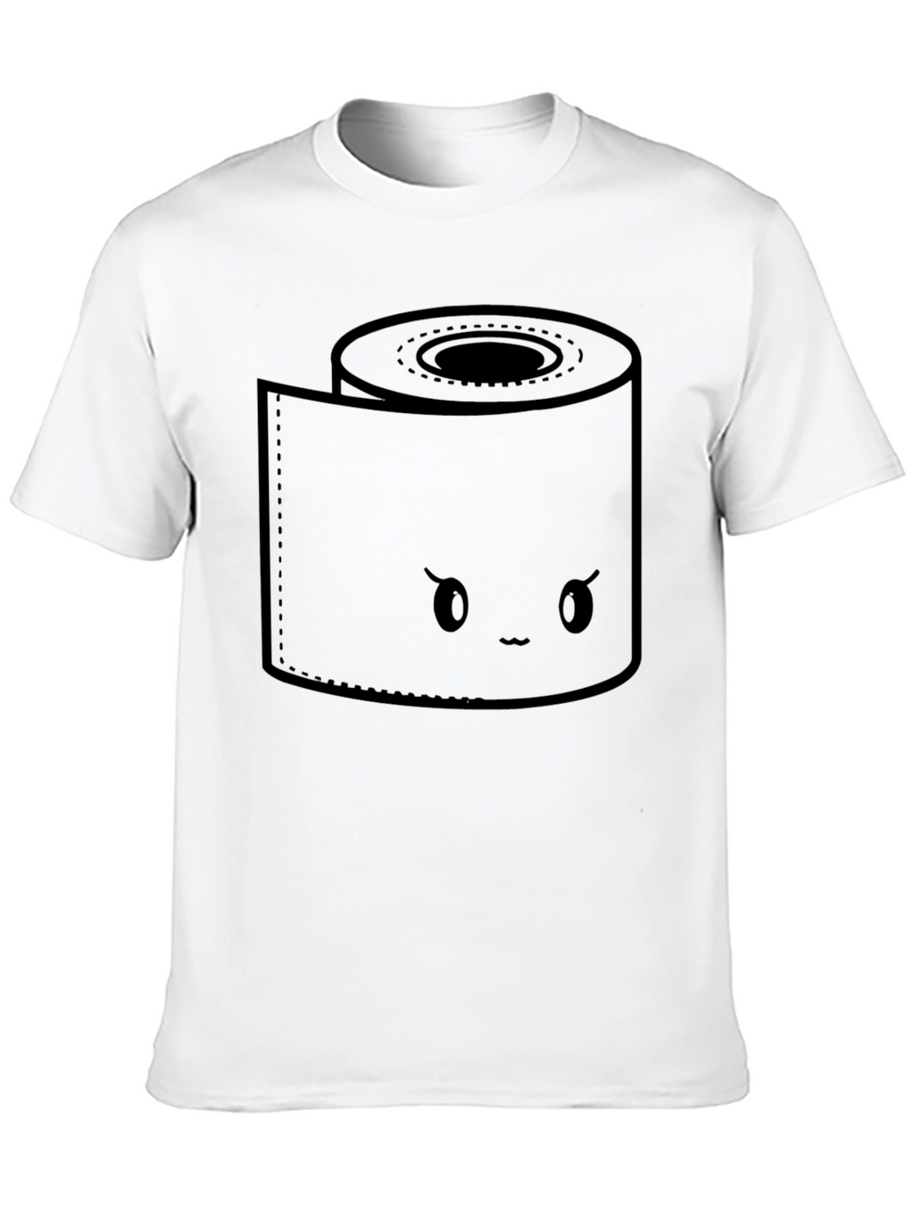 Toilet Paper Kawaii Graphic Black T-Shirt